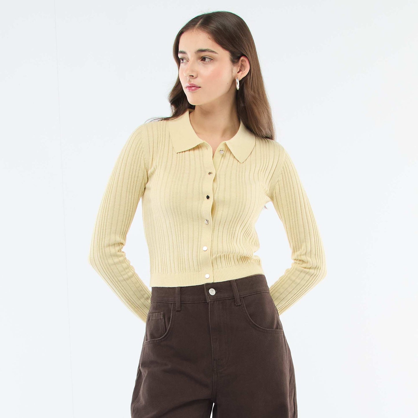 Gilet fin à col polo JAUNE