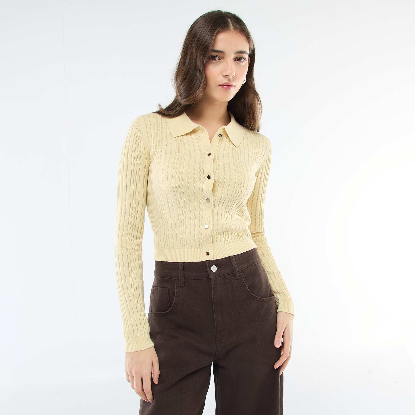 Gilet fin à col polo JAUNE