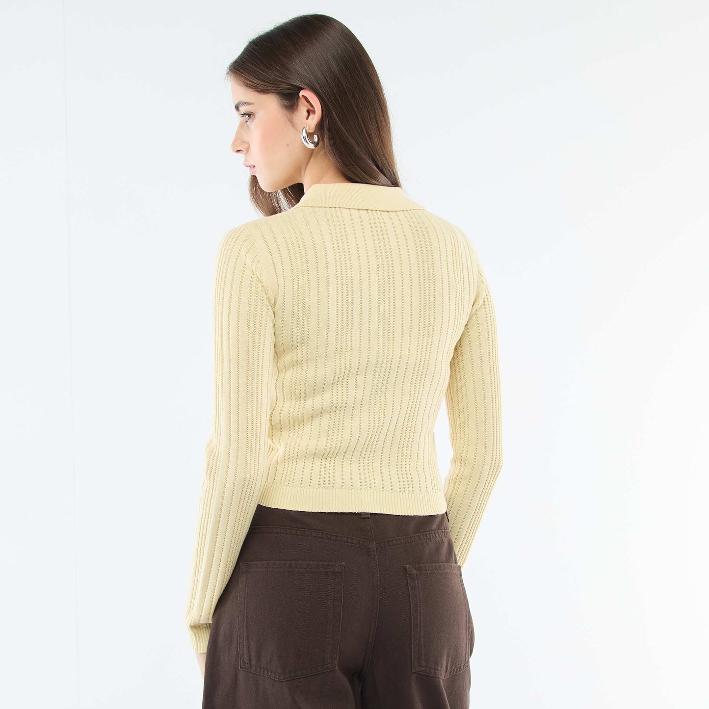 Gilet fin à col polo JAUNE