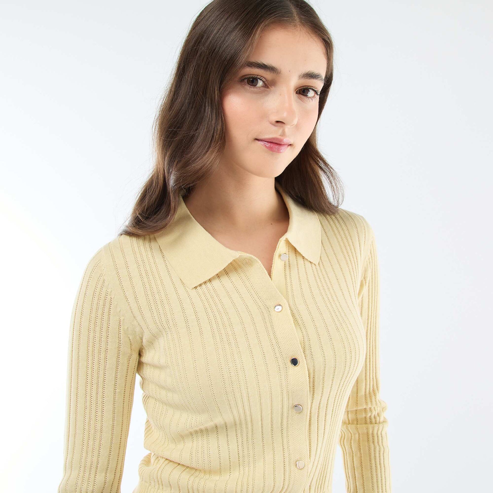 Gilet fin à col polo JAUNE