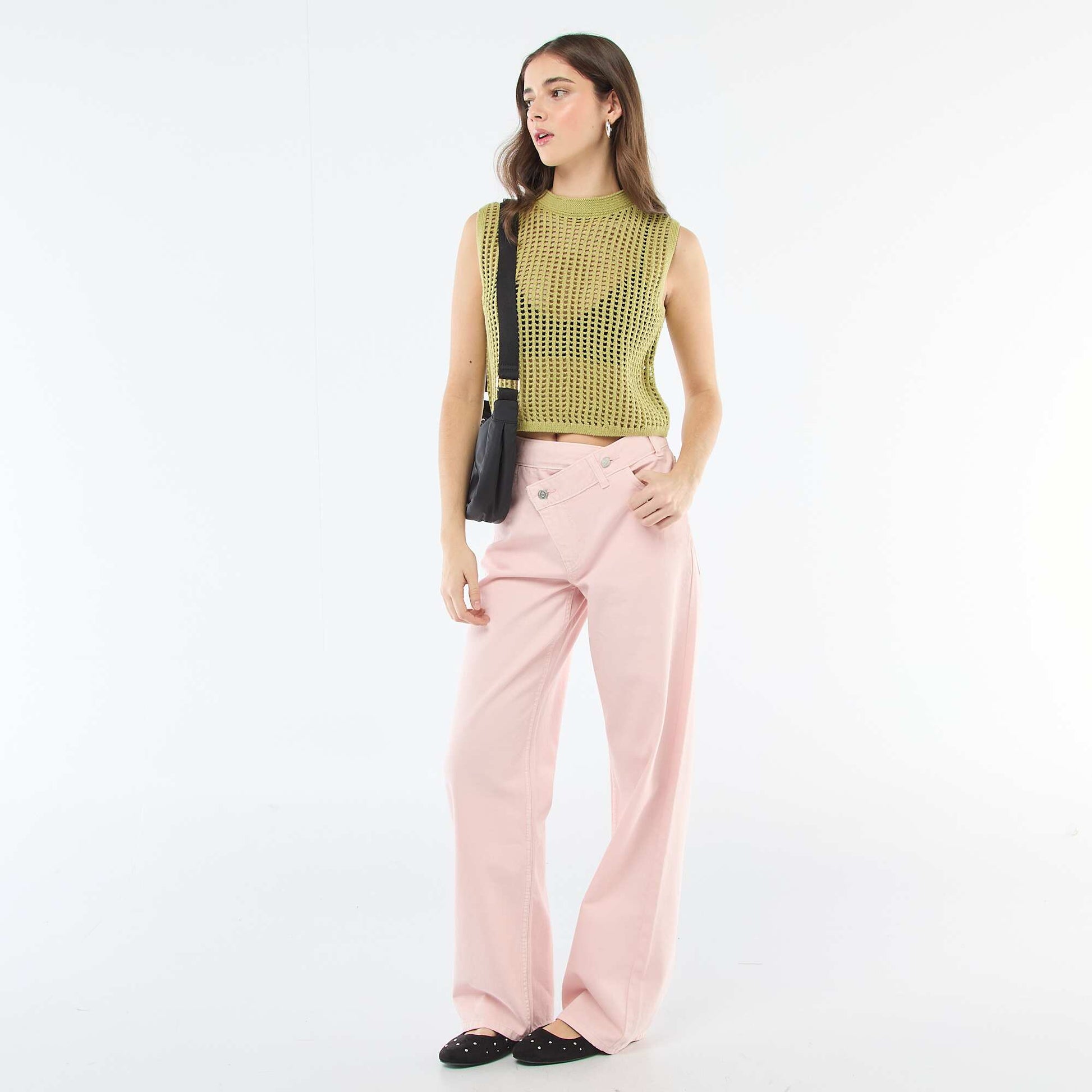 Top sans manches en crochet VERT
