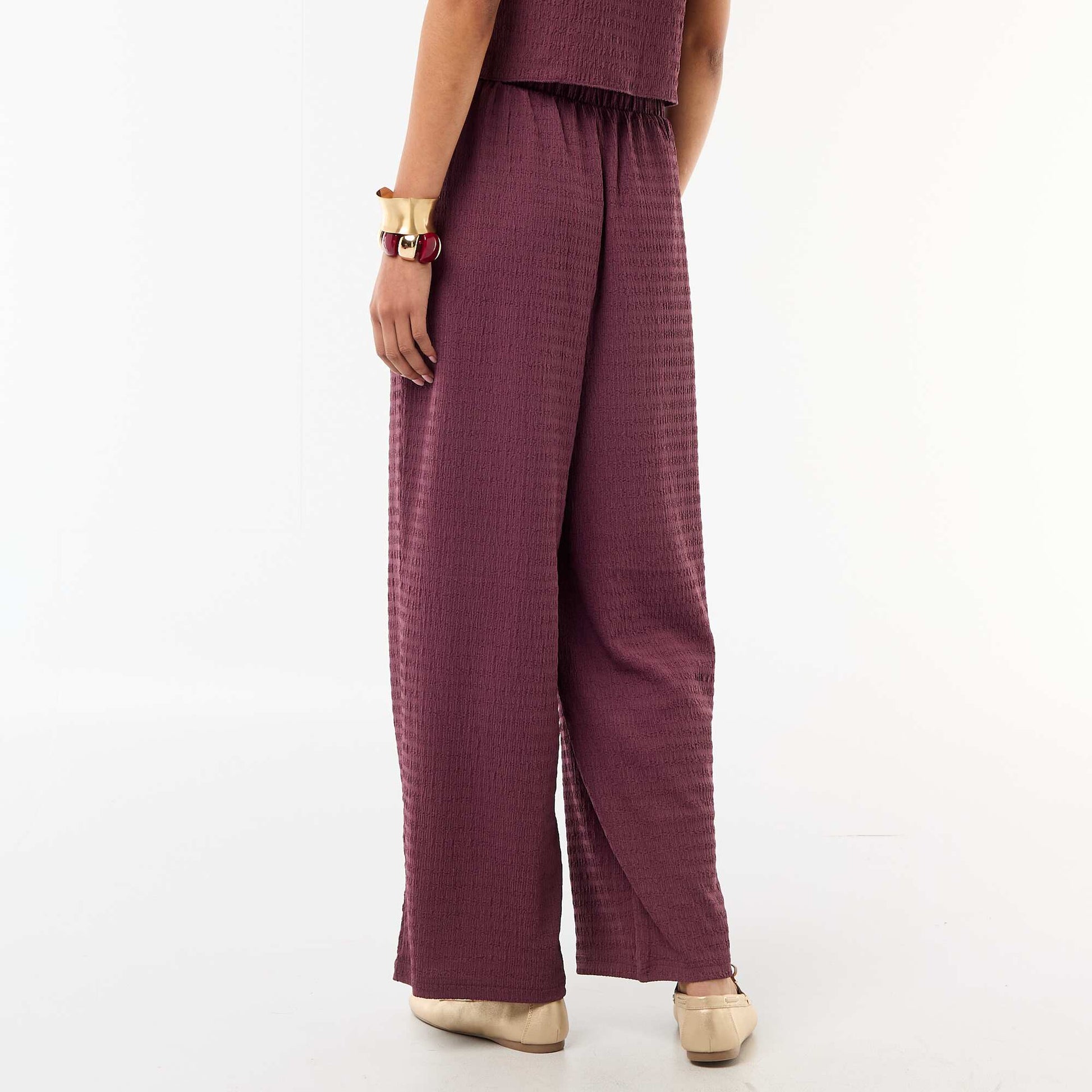 Pantalon large ne maille smockée VIOLET