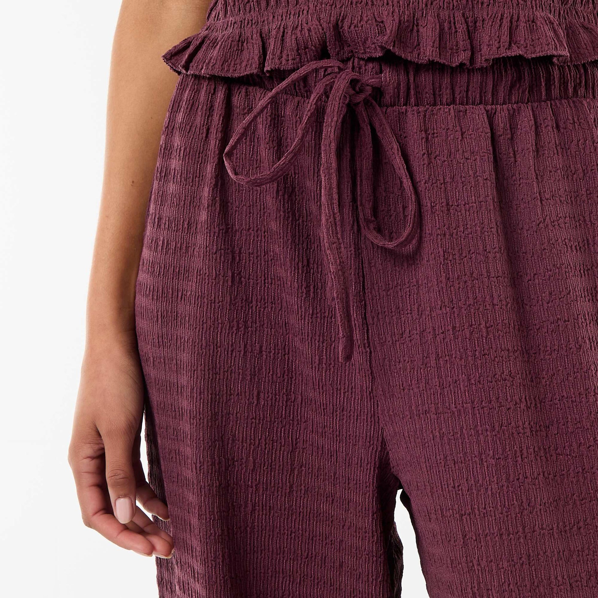 Pantalon large ne maille smockée VIOLET