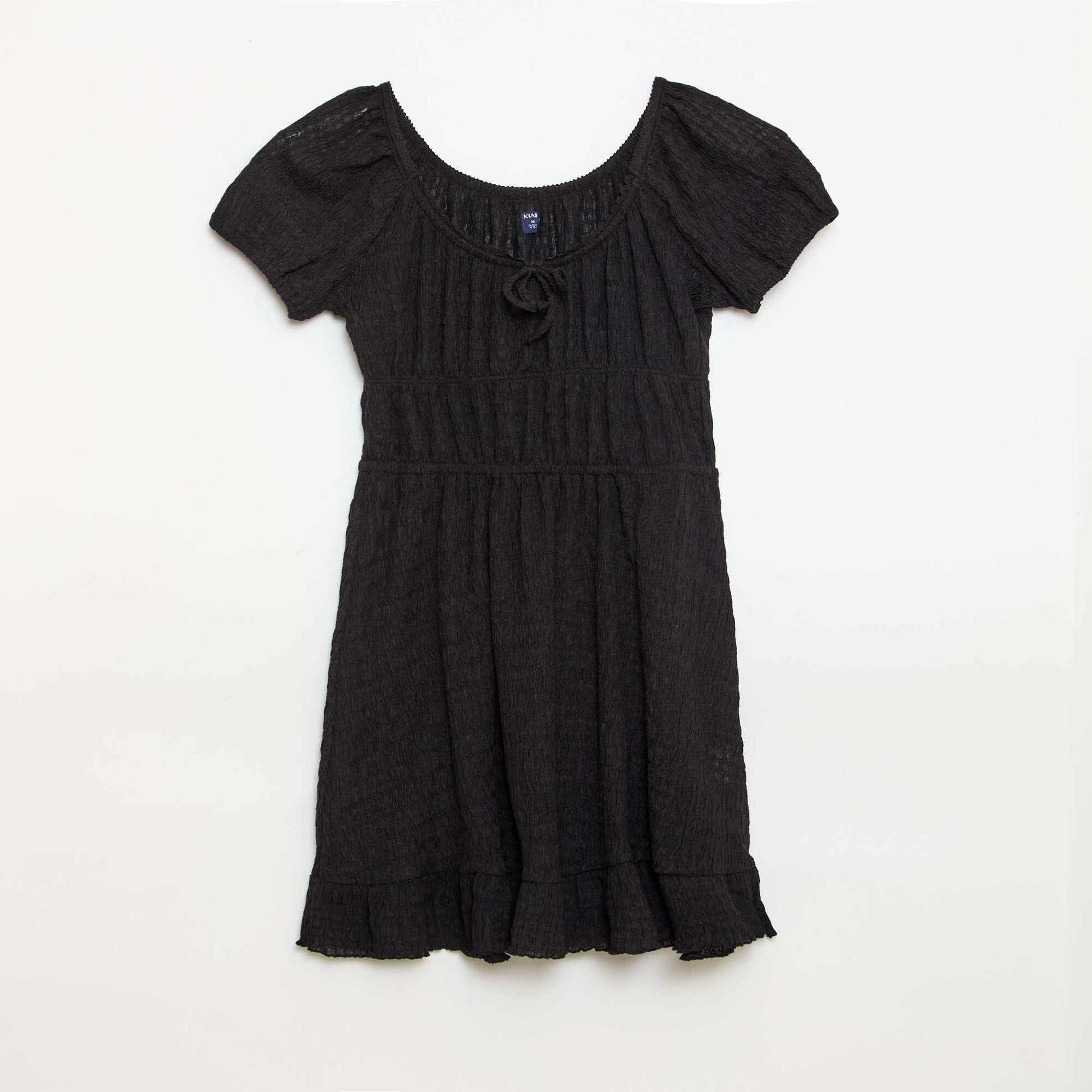 Robe courte forme ballon à manches courtes NOIR