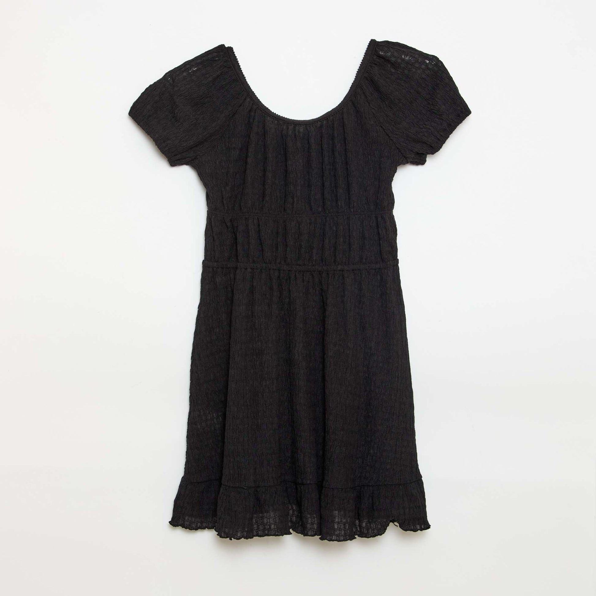 Robe courte forme ballon à manches courtes NOIR