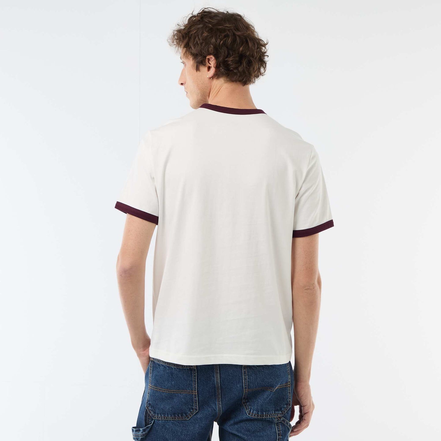 Tee-shirt imprimé avec biais contractant BLANC
