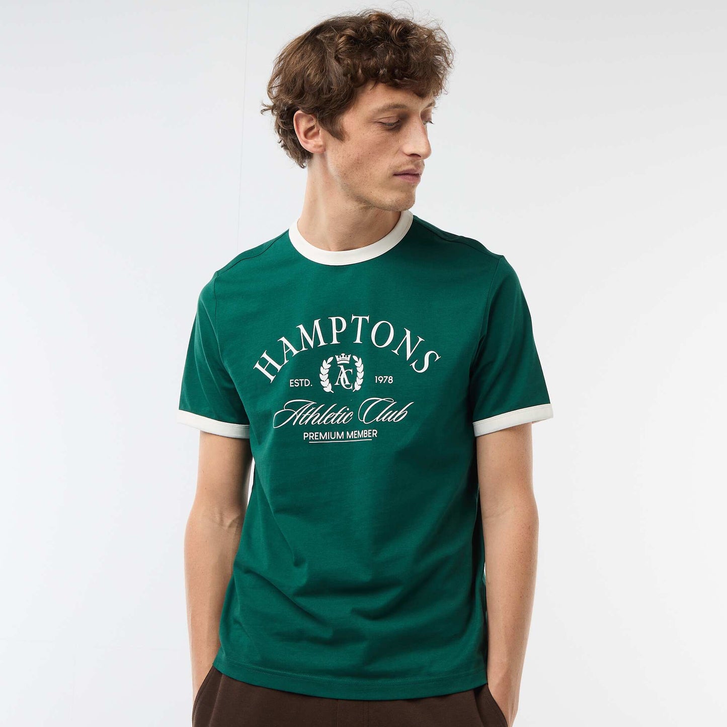Tee-shirt imprimé avec biais contractant VERT
