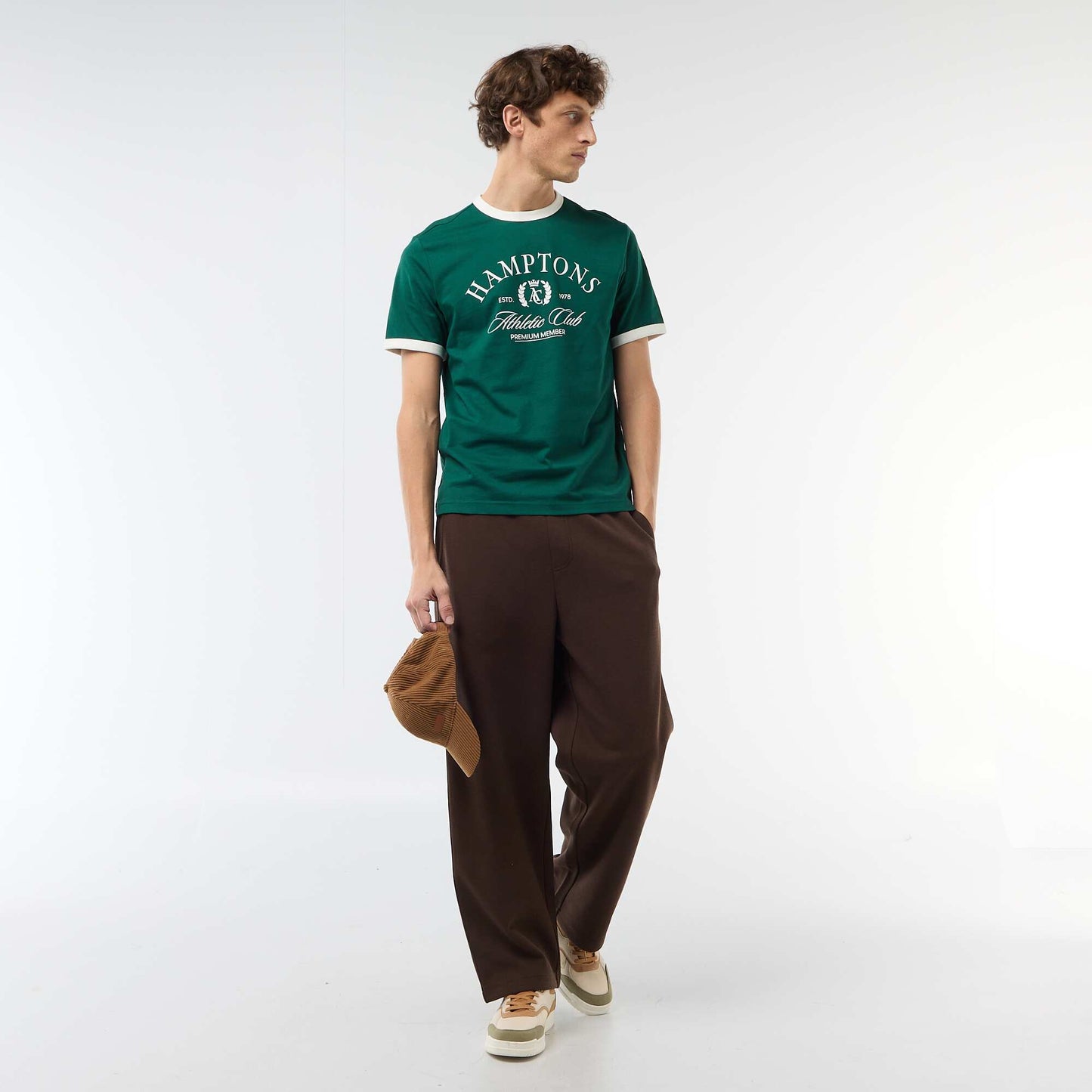 Tee-shirt imprimé avec biais contractant VERT
