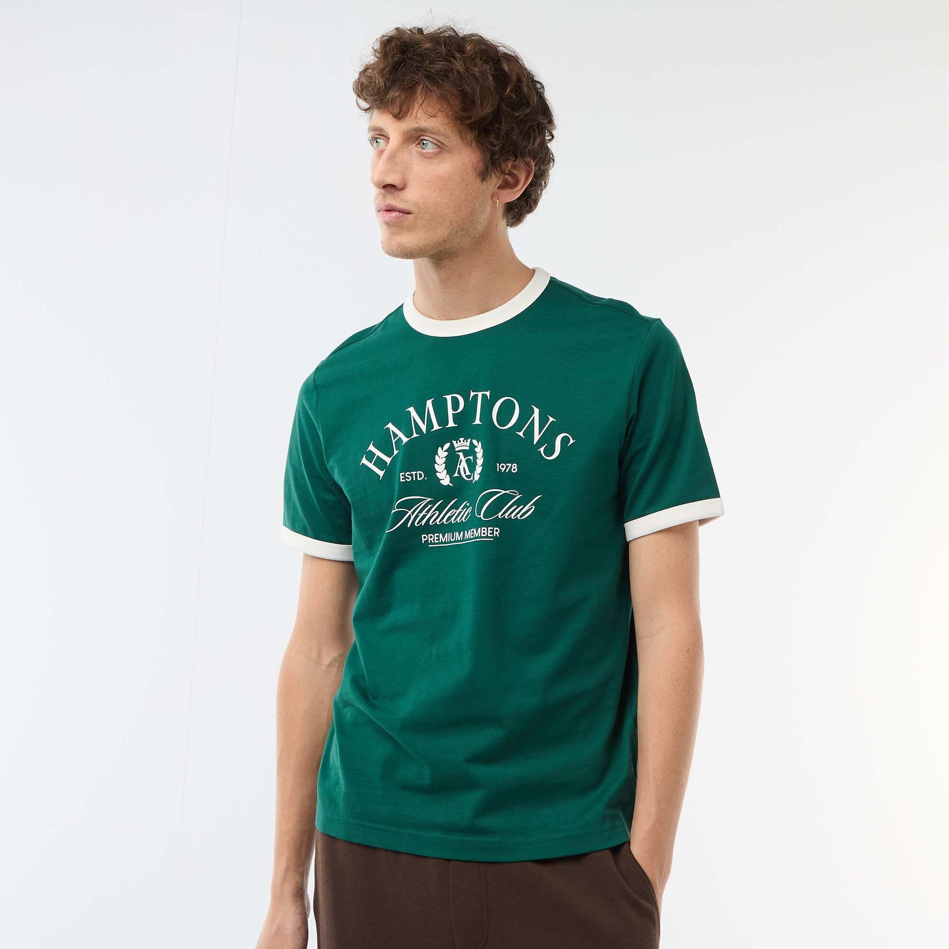 Tee-shirt imprimé avec biais contractant VERT