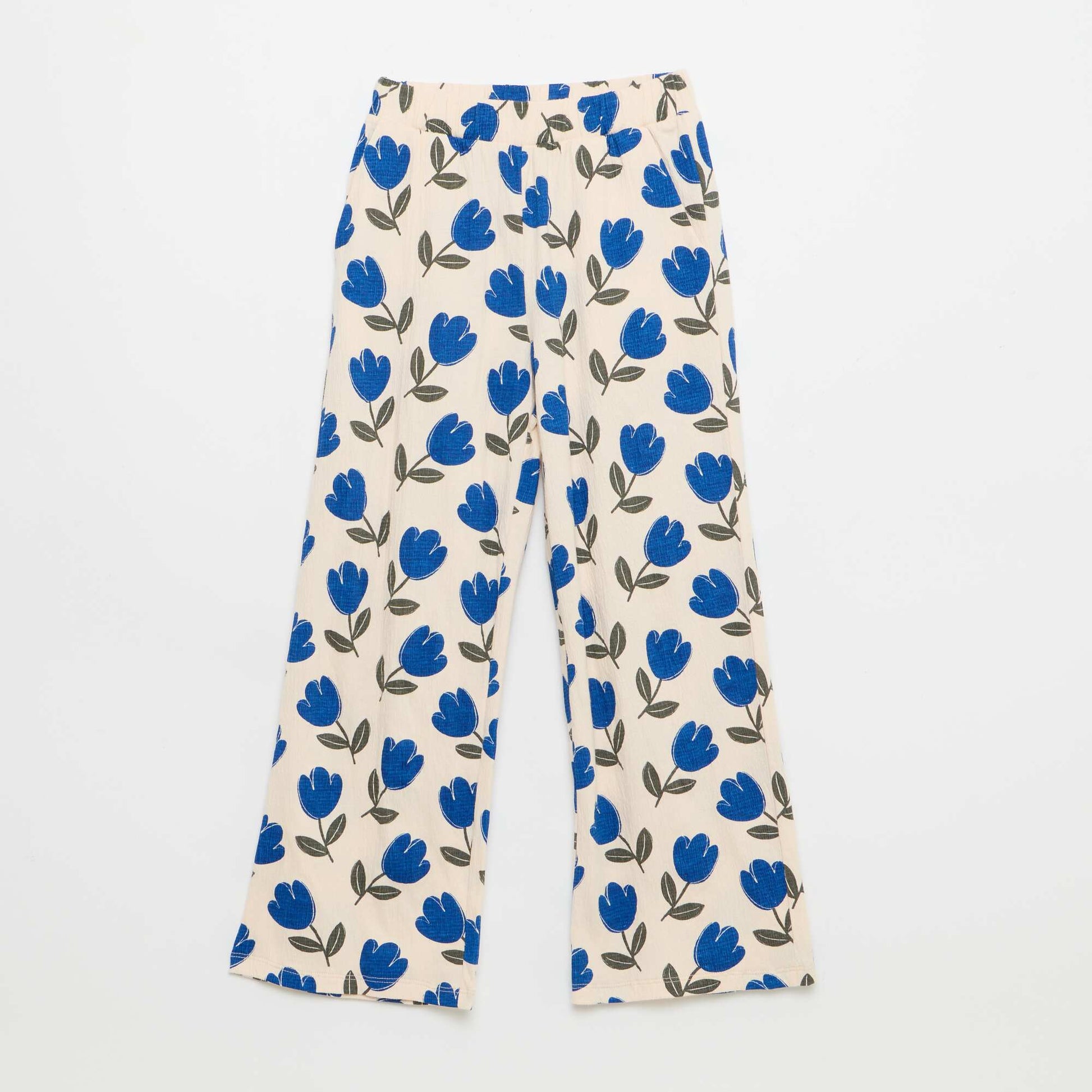 Pantalon large en maille crêpée BEIGE