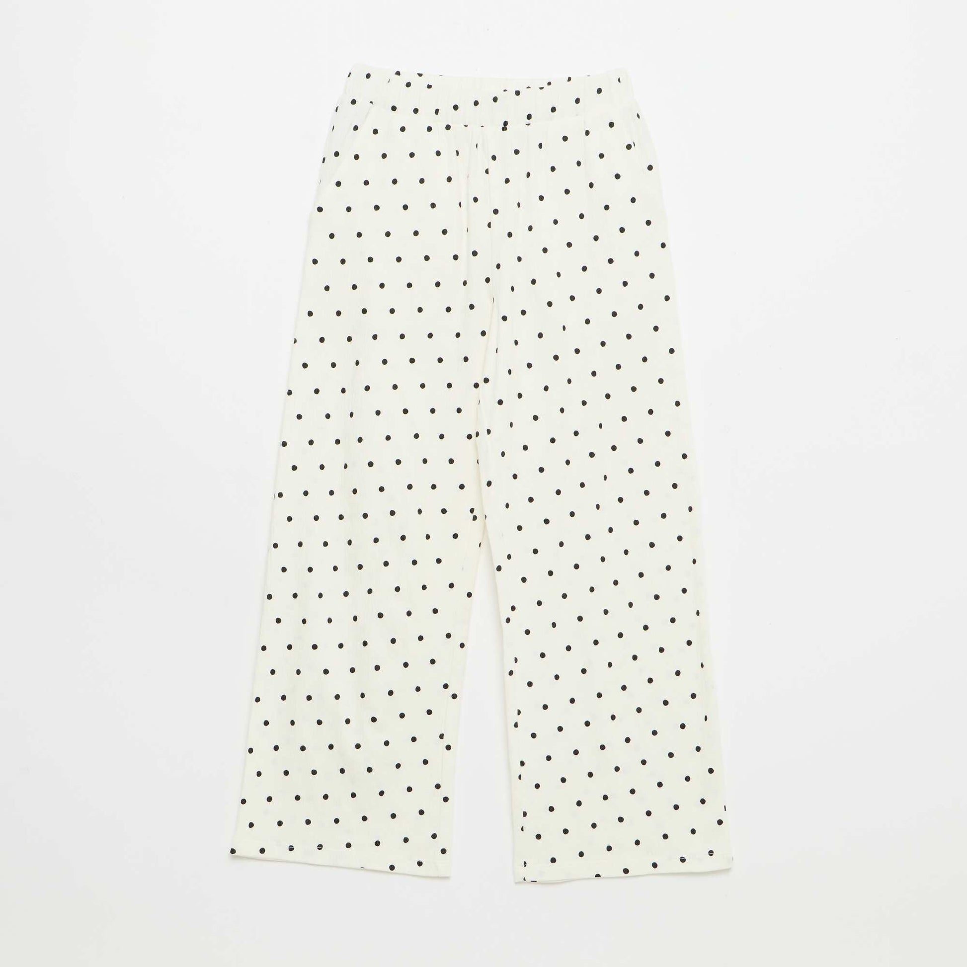 Pantalon large en maille crêpée BLANC