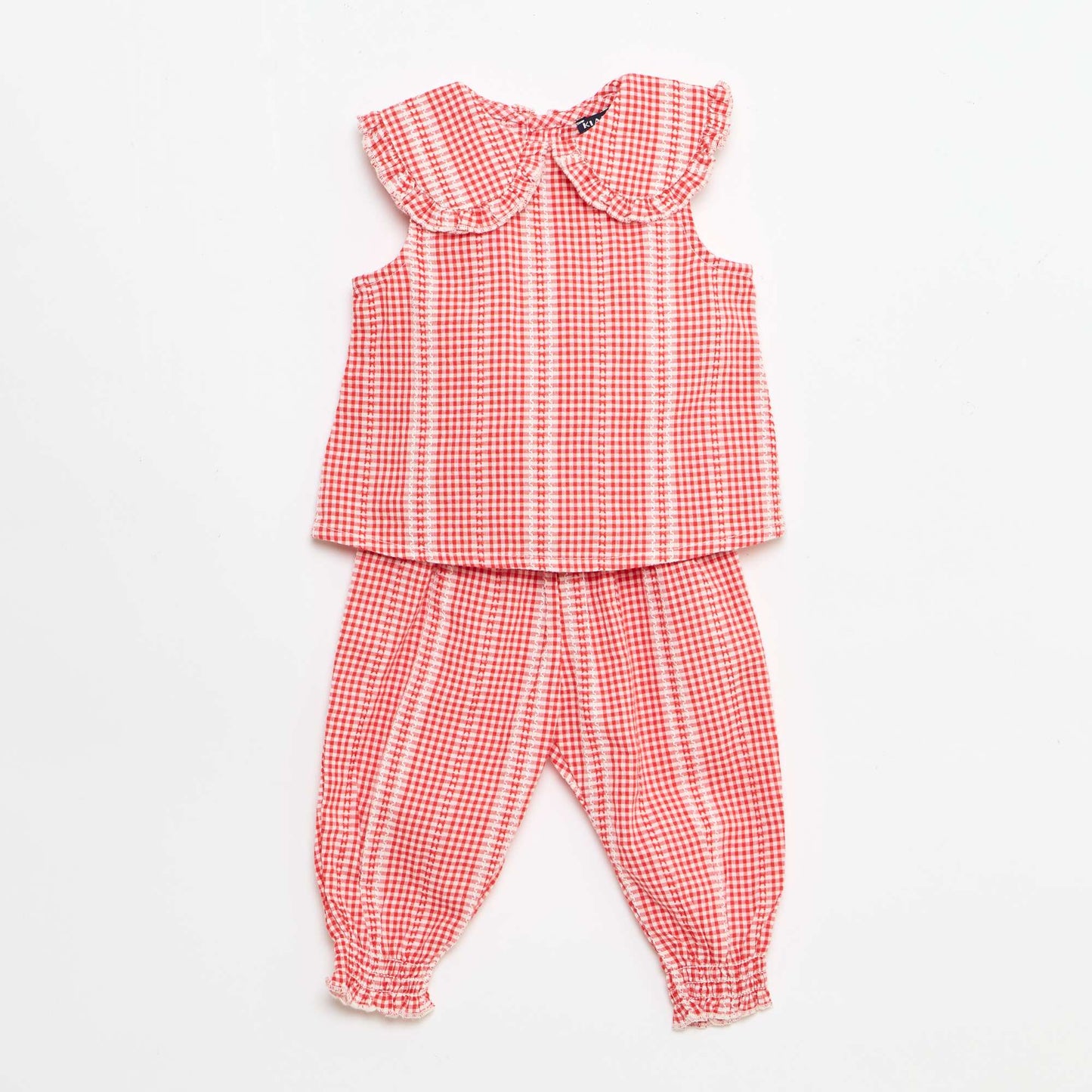 Ensemble vichy 2 pièces blouse + pantalon ROUGE