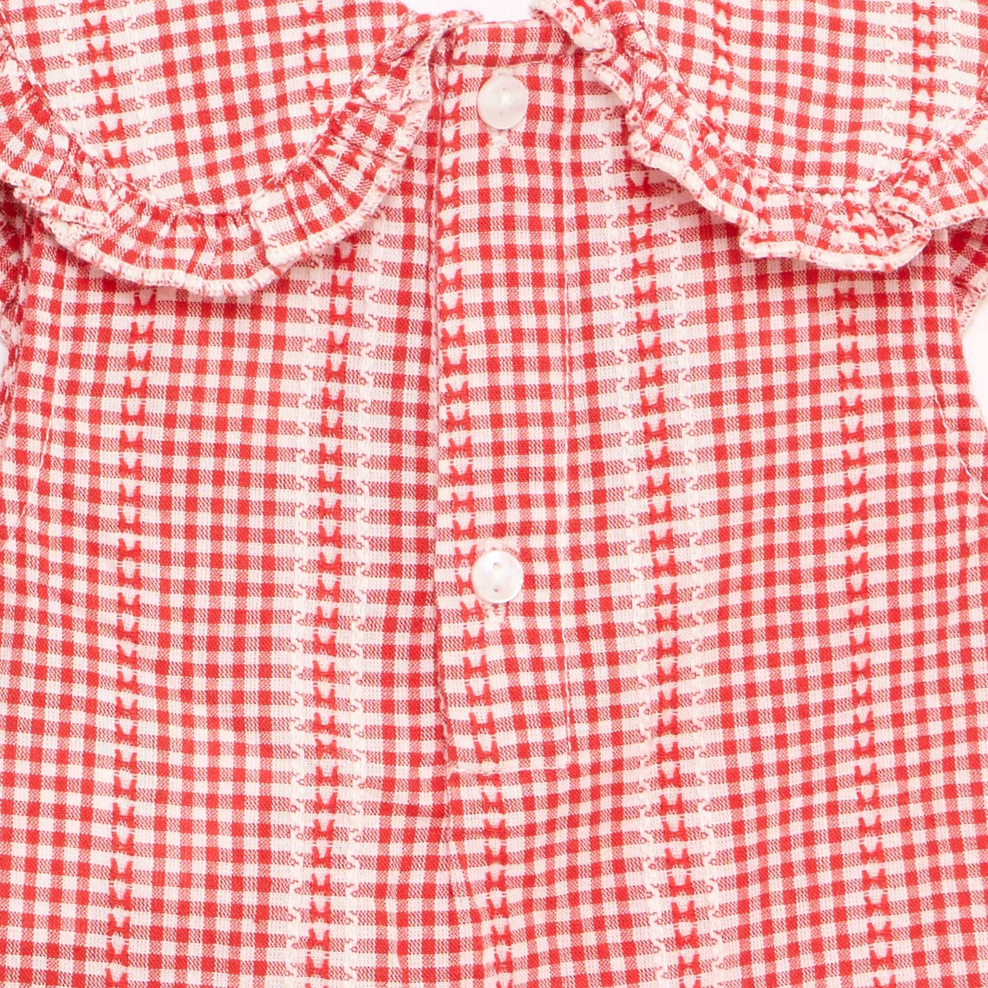 Ensemble vichy 2 pièces blouse + pantalon ROUGE