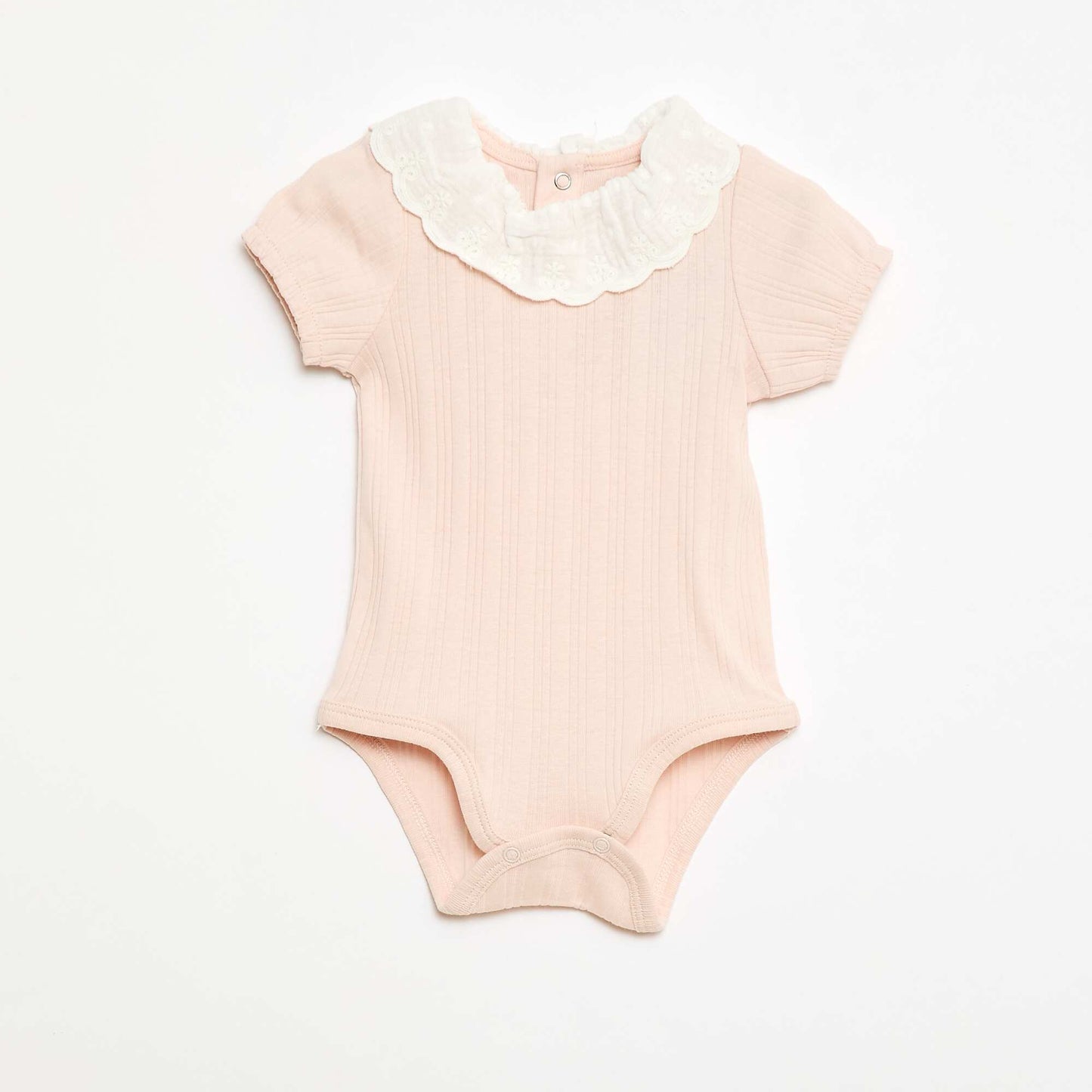 Body manches longues en maille côtelée col fantaisie ROSE