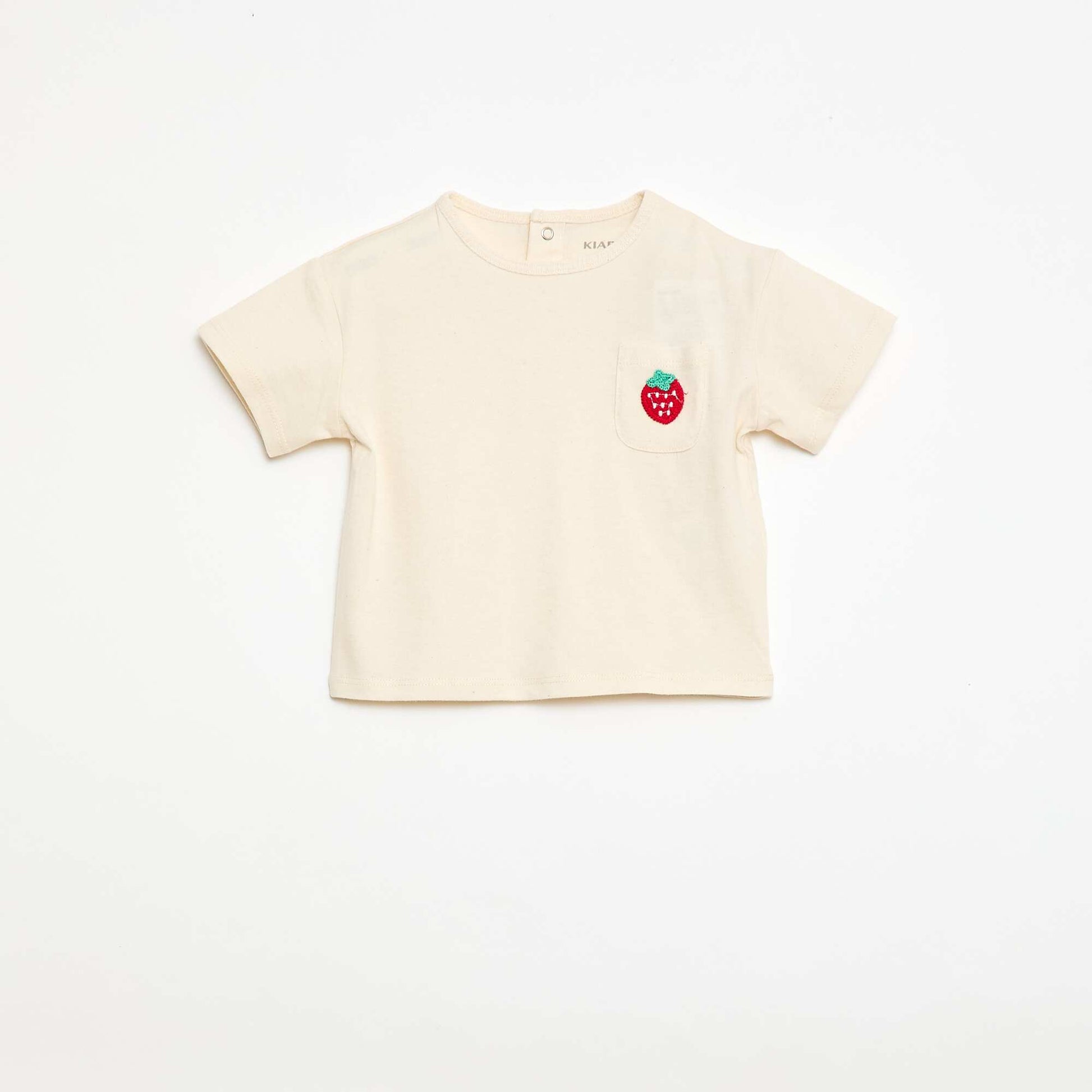 T-shirt avec poche fantaisie et broderie BLANC