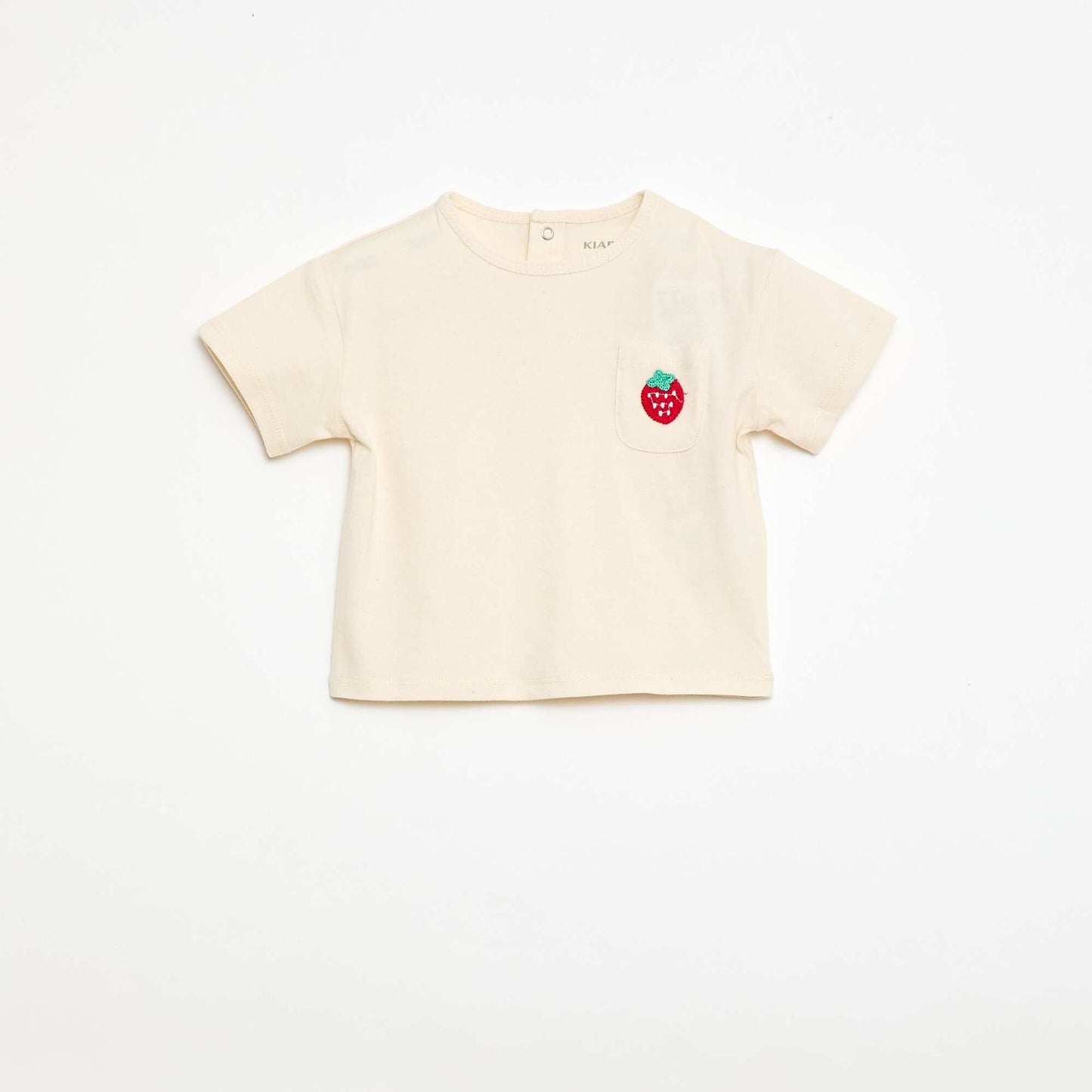T-shirt avec poche fantaisie et broderie BLANC