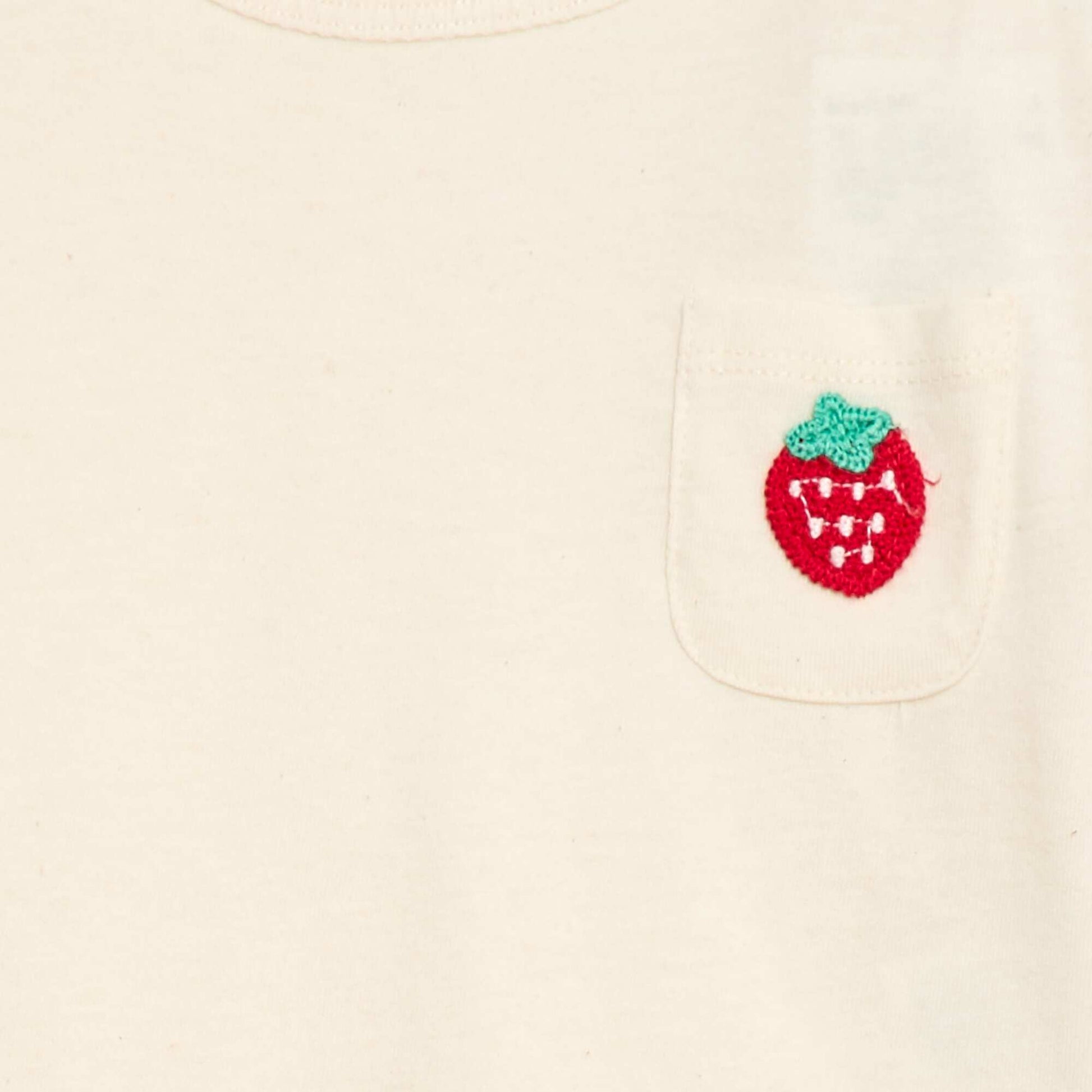 T-shirt avec poche fantaisie et broderie BLANC