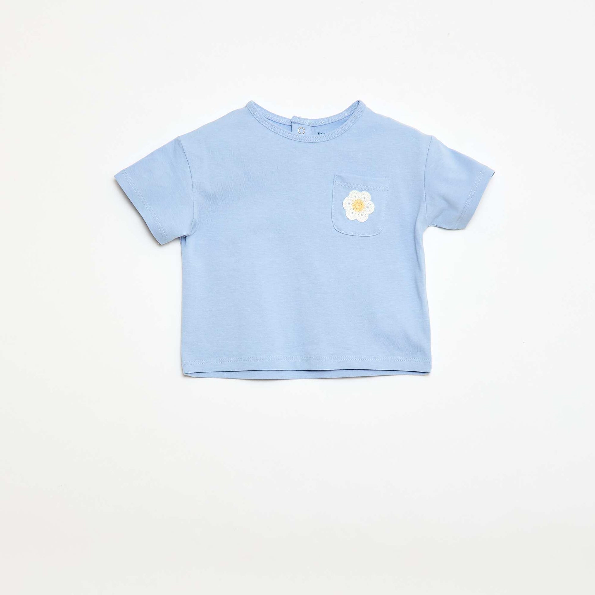 T-shirt avec poche fantaisie et broderie BLEU