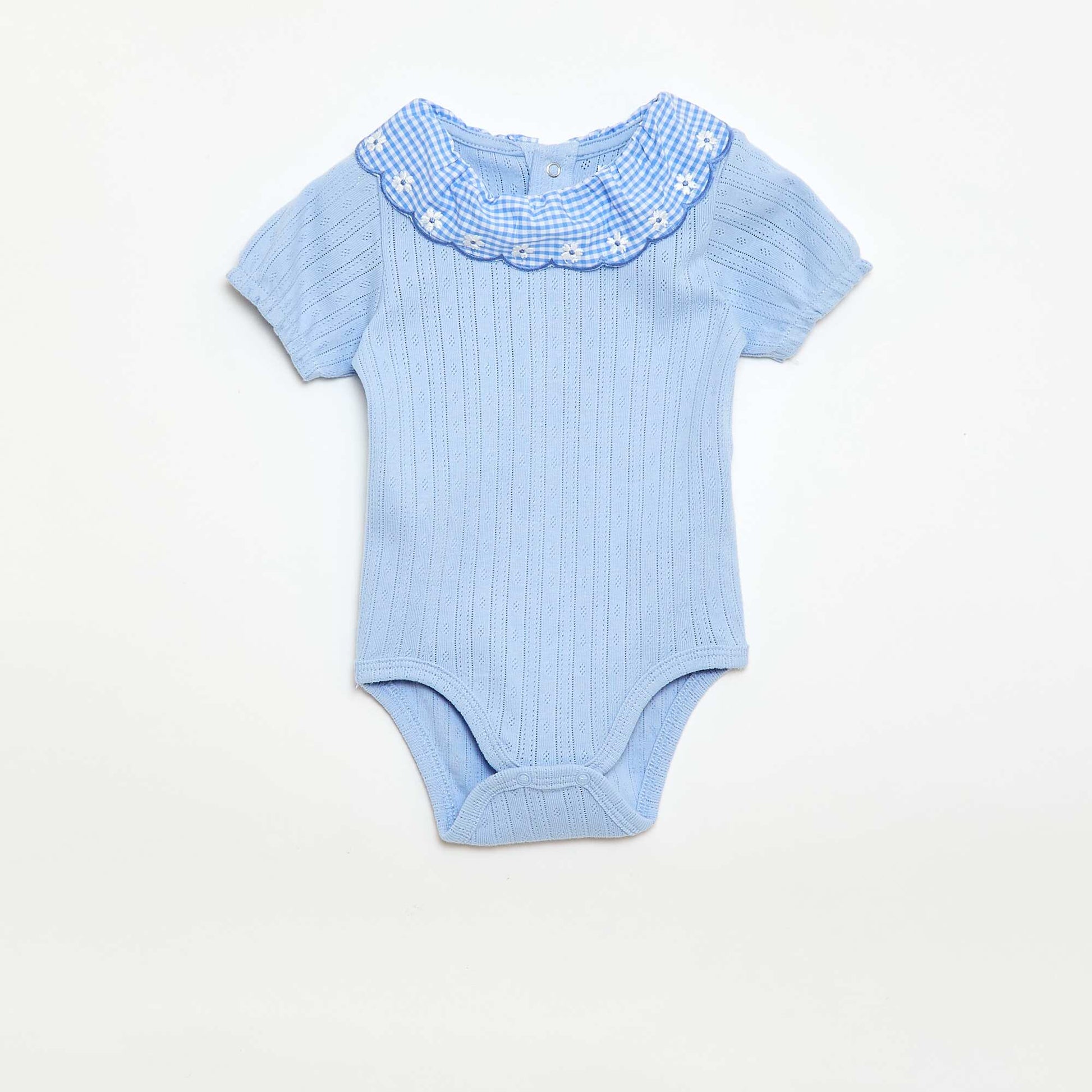 Body avec collerette motif vichy BLEU