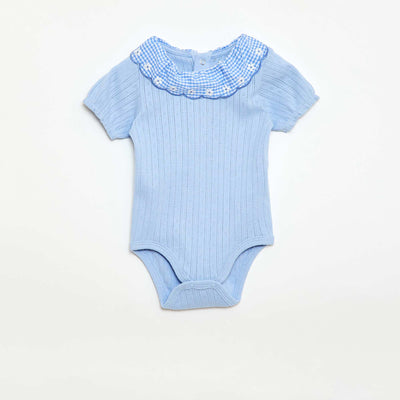 Body avec collerette motif vichy BLEU