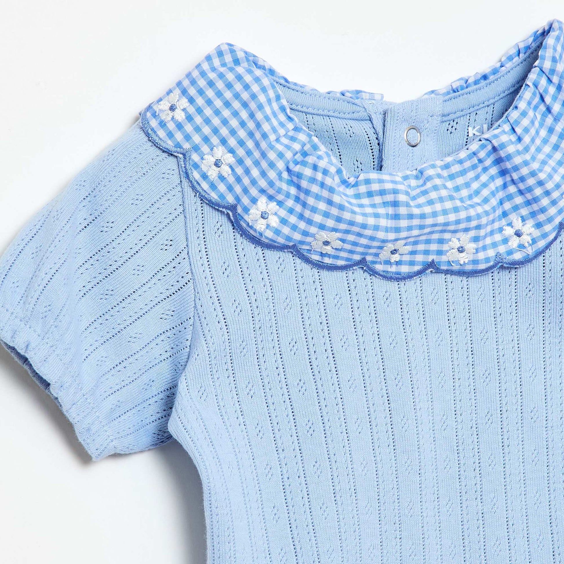 Body avec collerette motif vichy BLEU