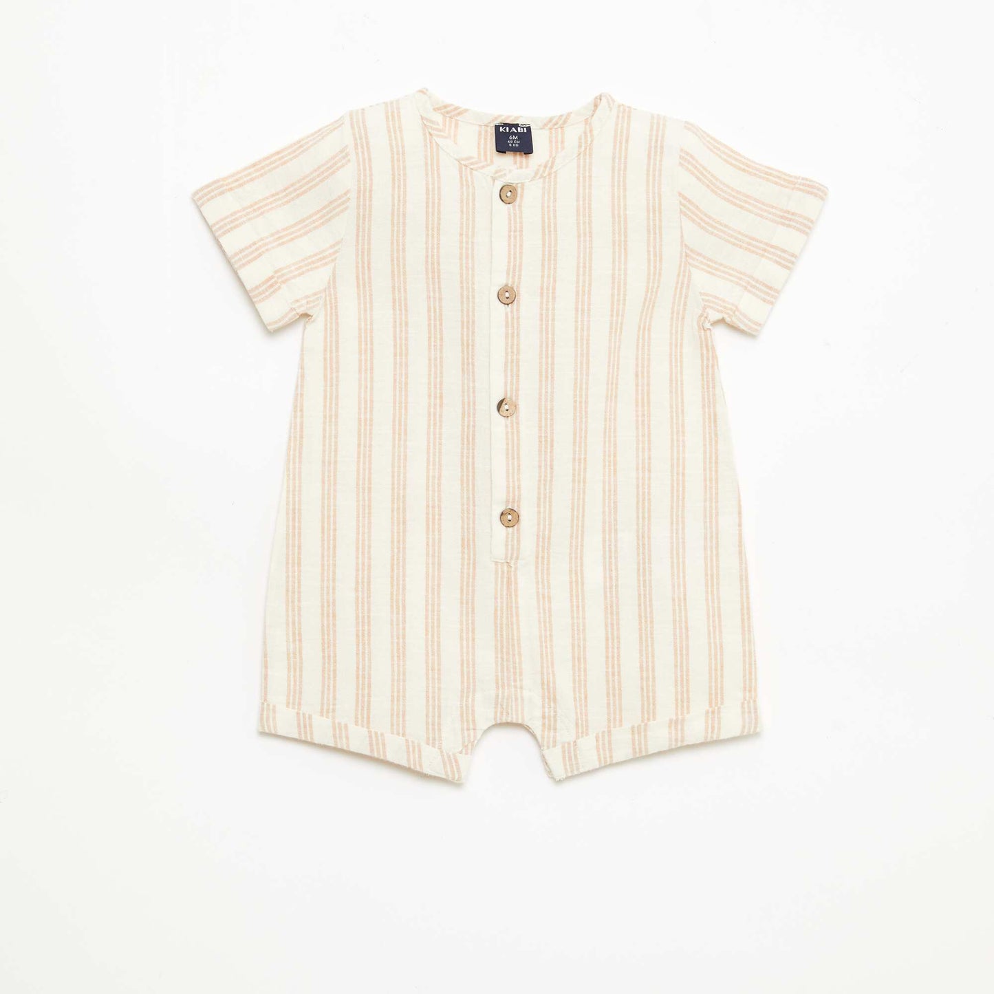 Combinaison courte en coton et lin mélangés BEIGE