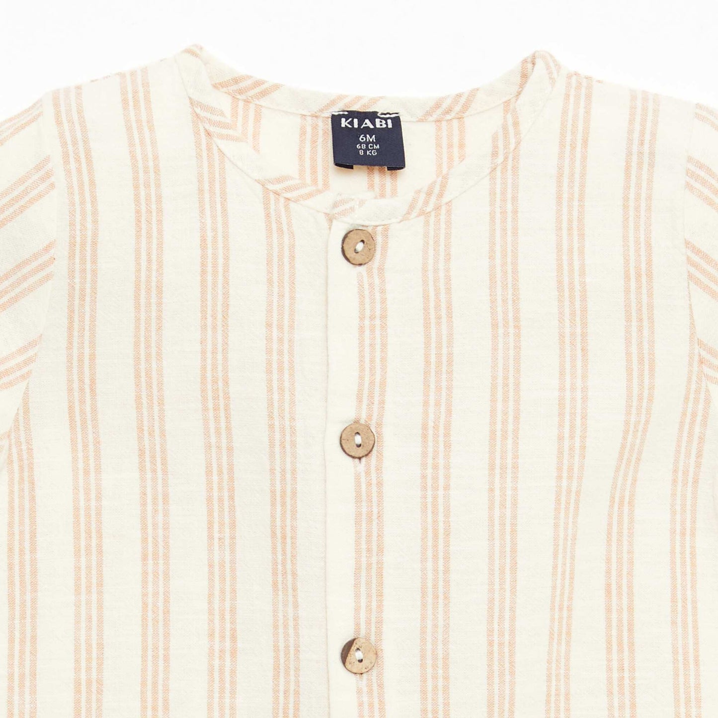 Combinaison courte en coton et lin mélangés BEIGE