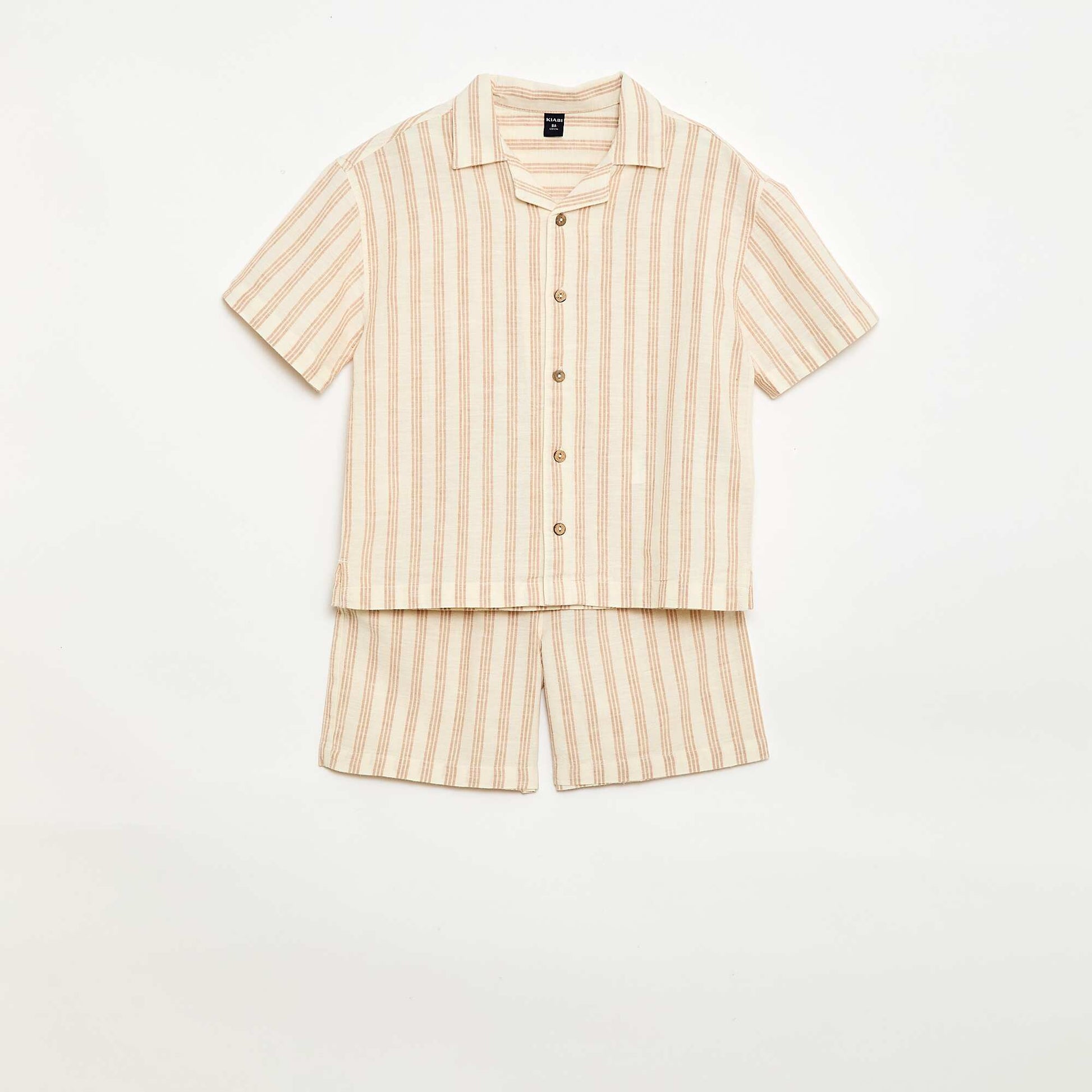 Ensemble à rayures chemise + short BEIGE