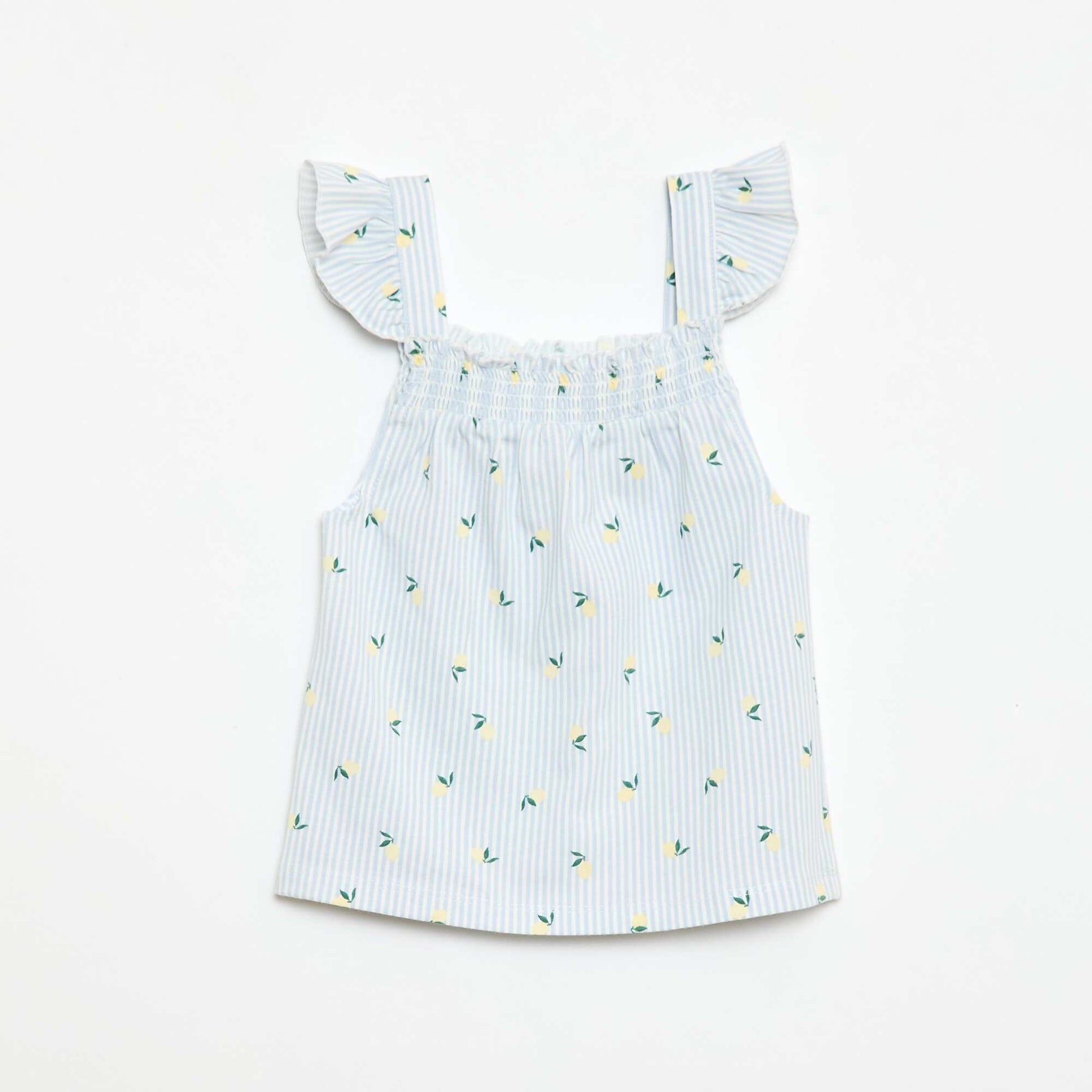 Pyjama court haut volanté + short - 2 pièces BLEU