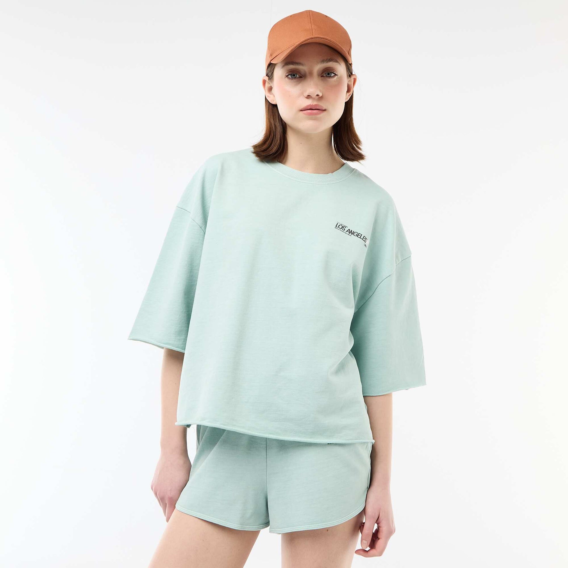 Tee-shirt oversize avec inscription BLEU