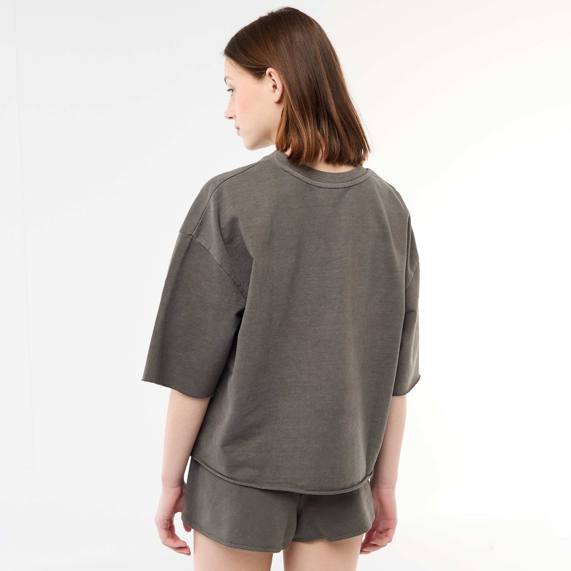 Tee-shirt oversize avec inscription GRIS