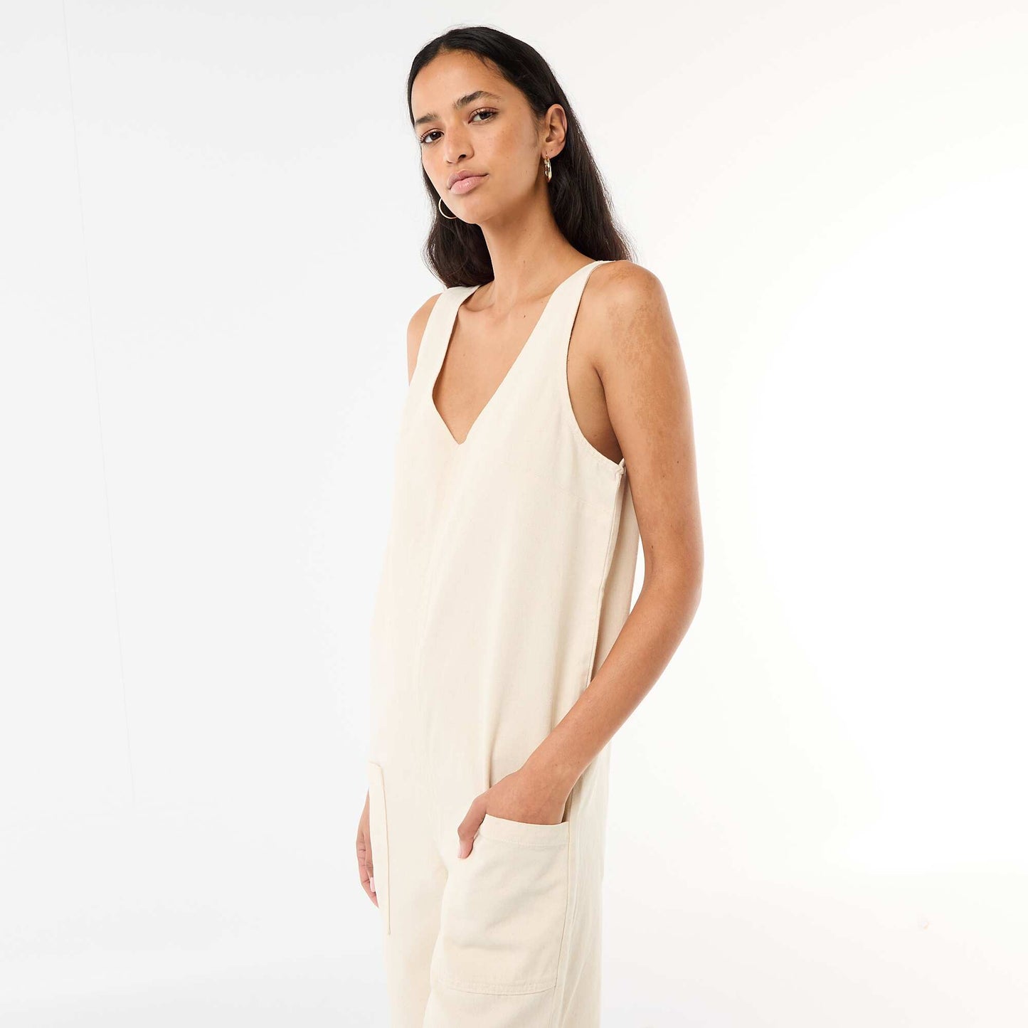 Combinaison large sans manches BLANC