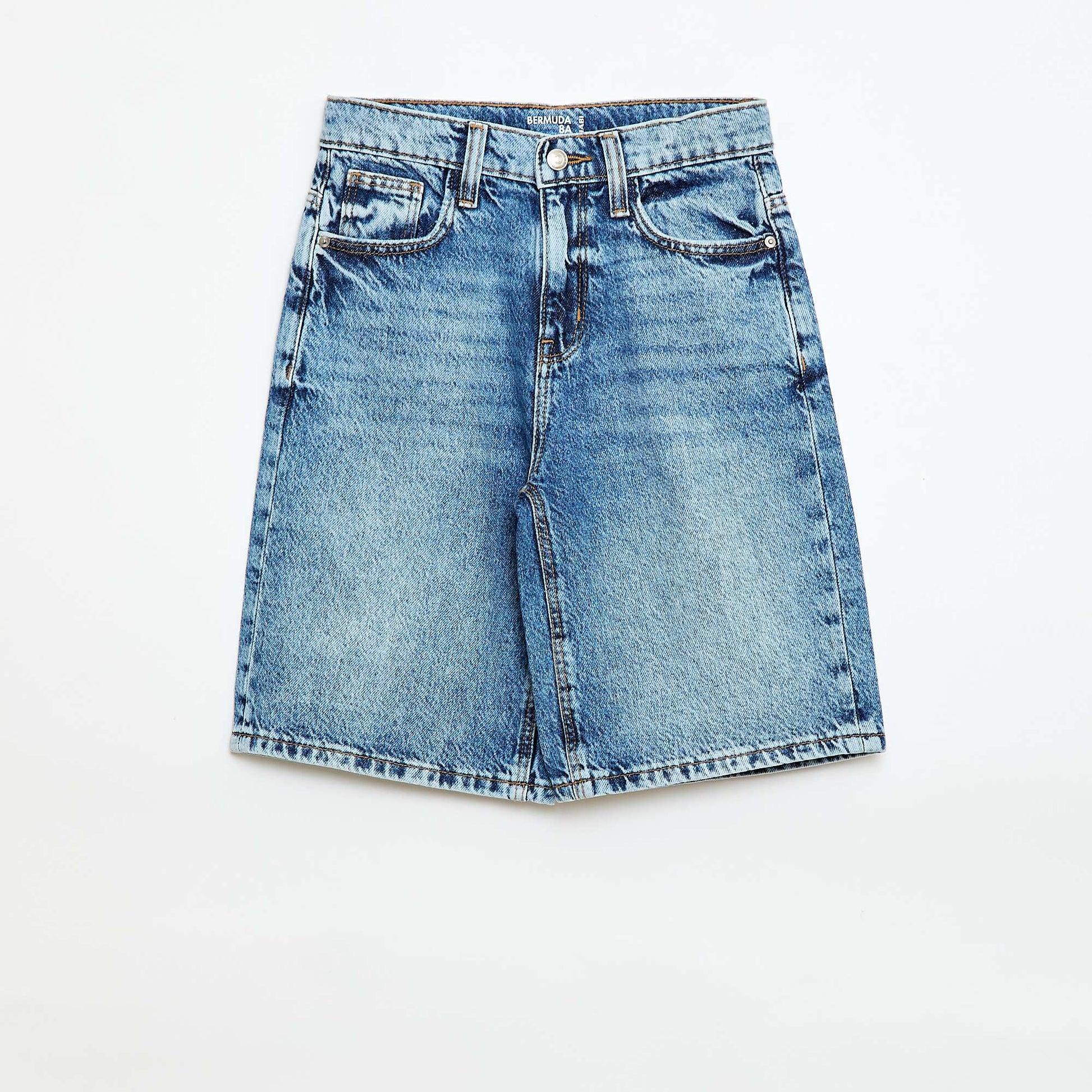 Bermuda baggy denim en coton BLEU