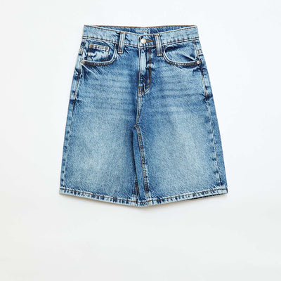 Bermuda baggy denim en coton BLEU