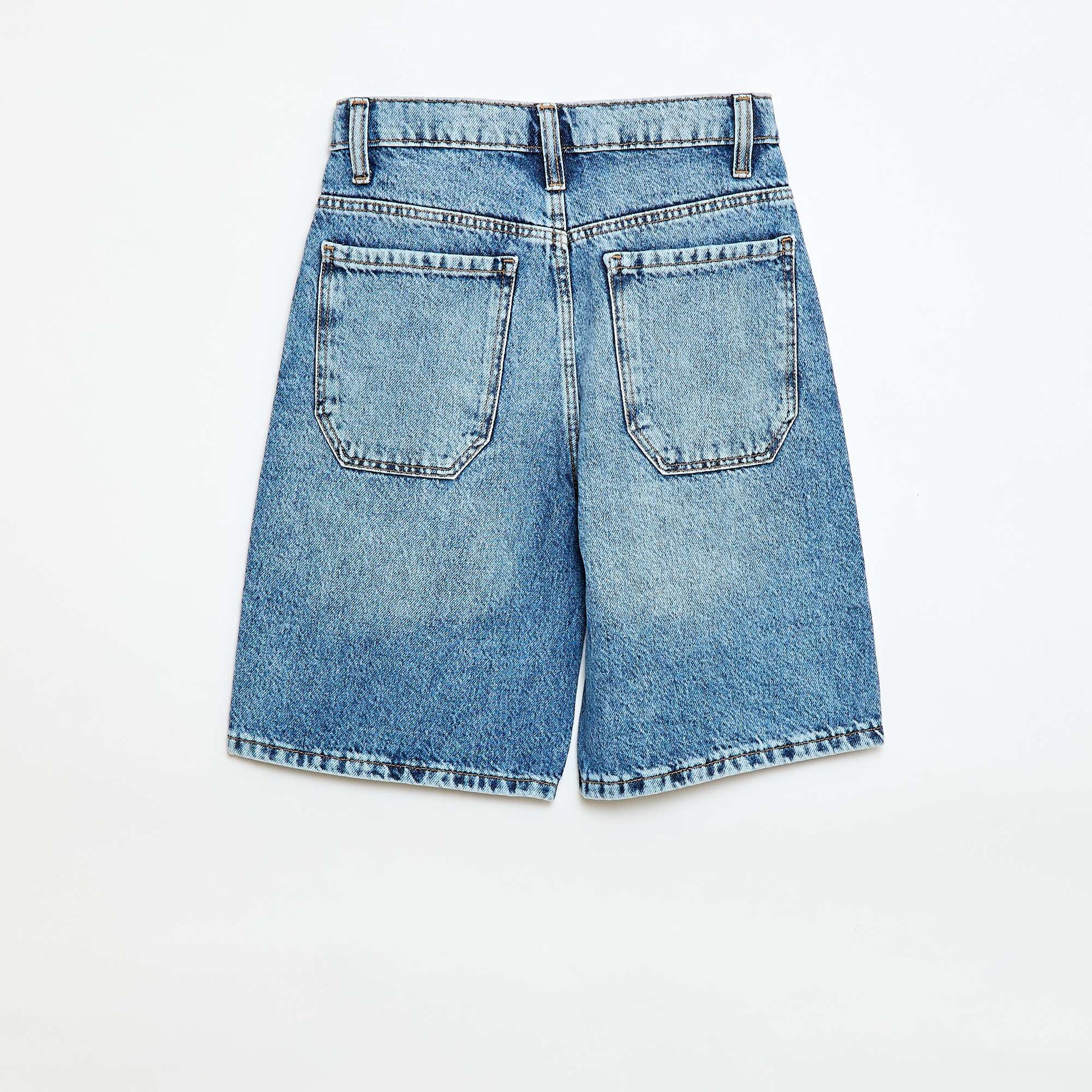 Bermuda baggy denim en coton BLEU