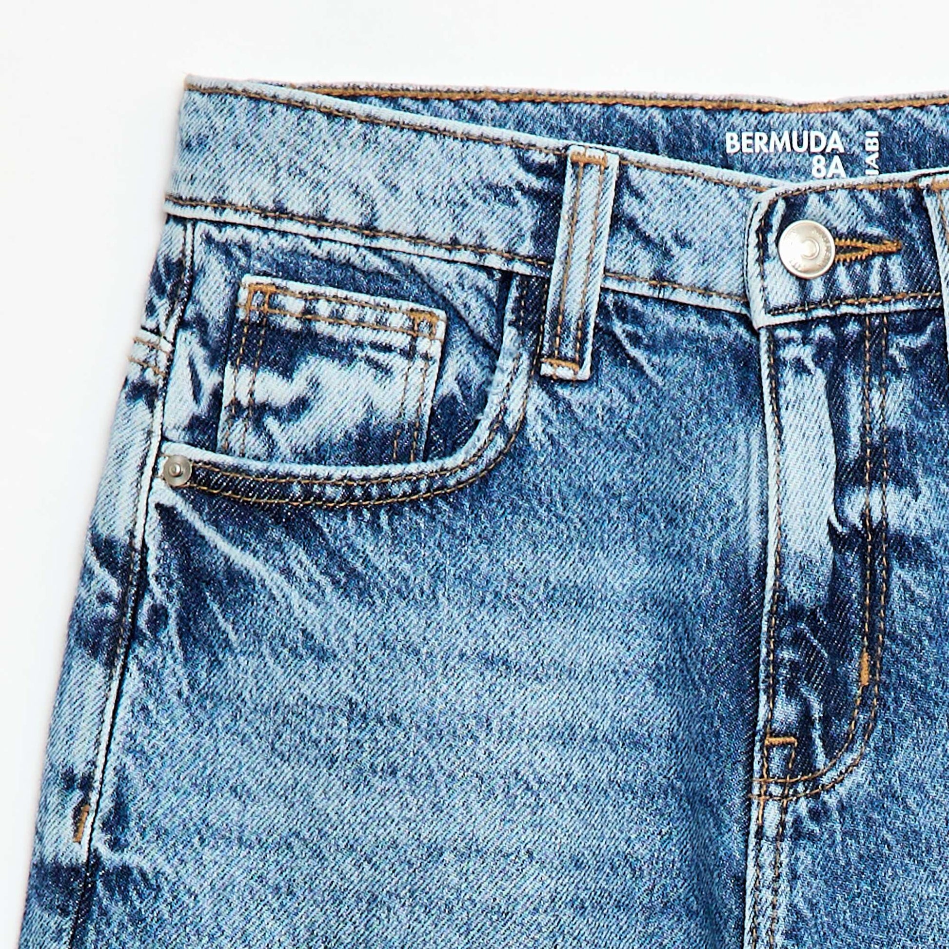 Bermuda baggy denim en coton BLEU
