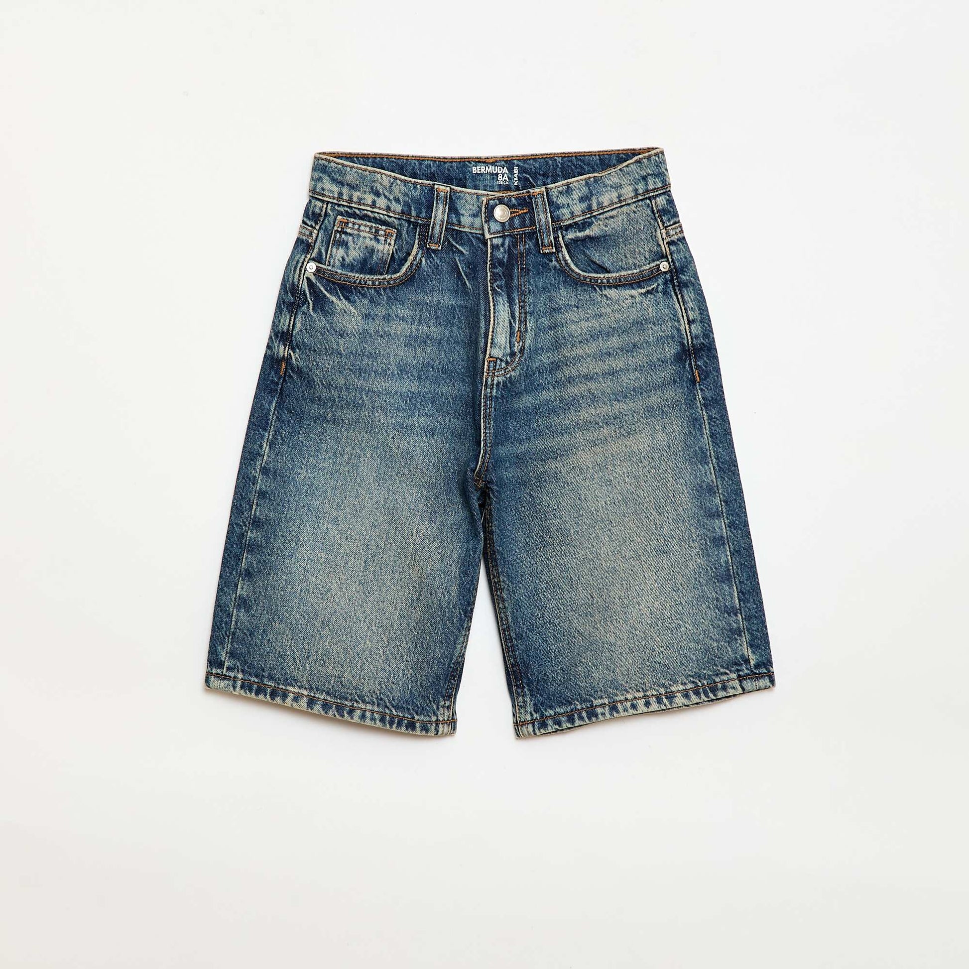 Bermuda baggy denim en coton BLEU