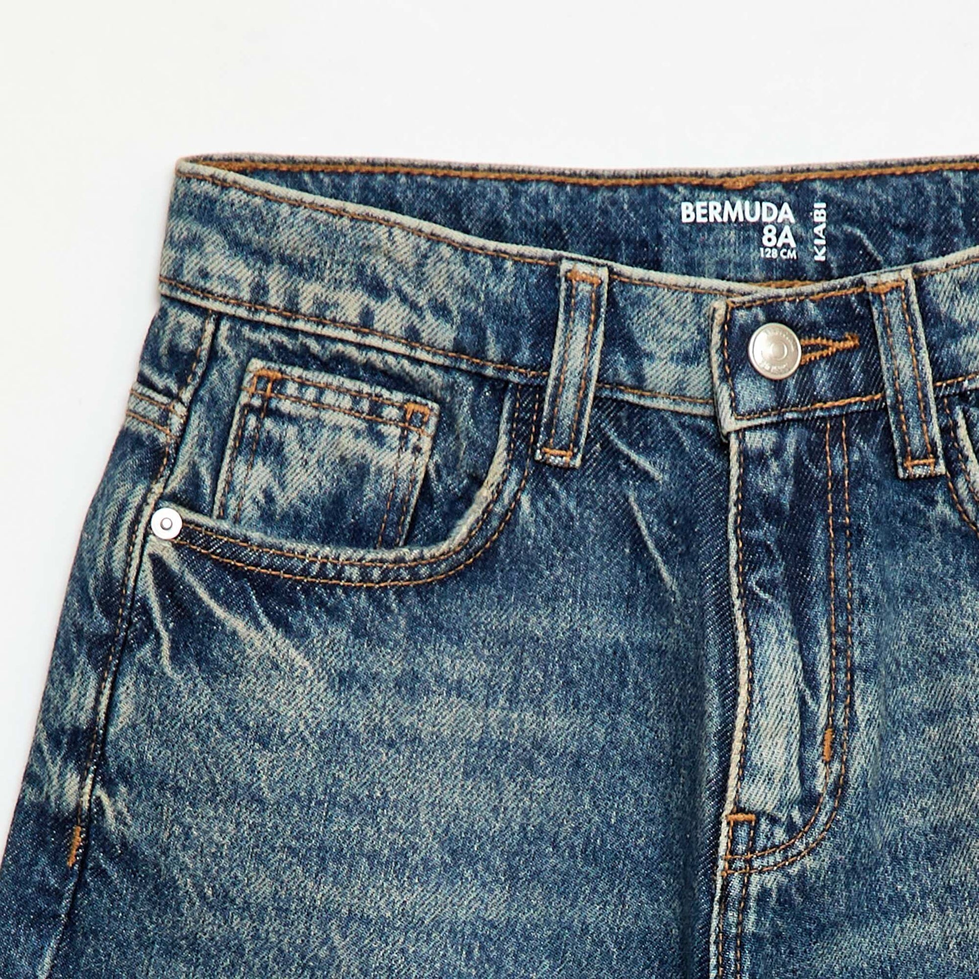 Bermuda baggy denim en coton BLEU
