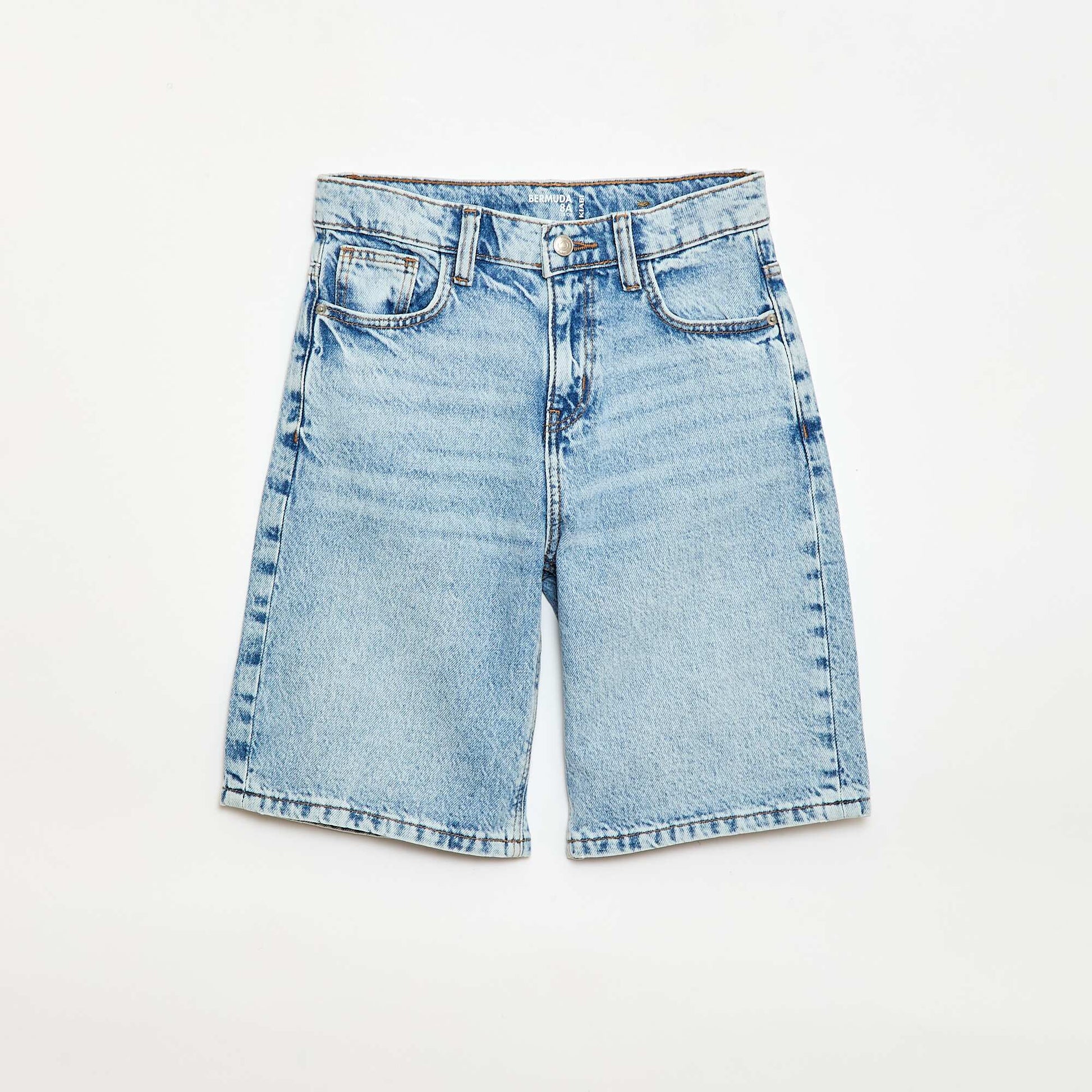 Bermuda baggy denim en coton BLEU
