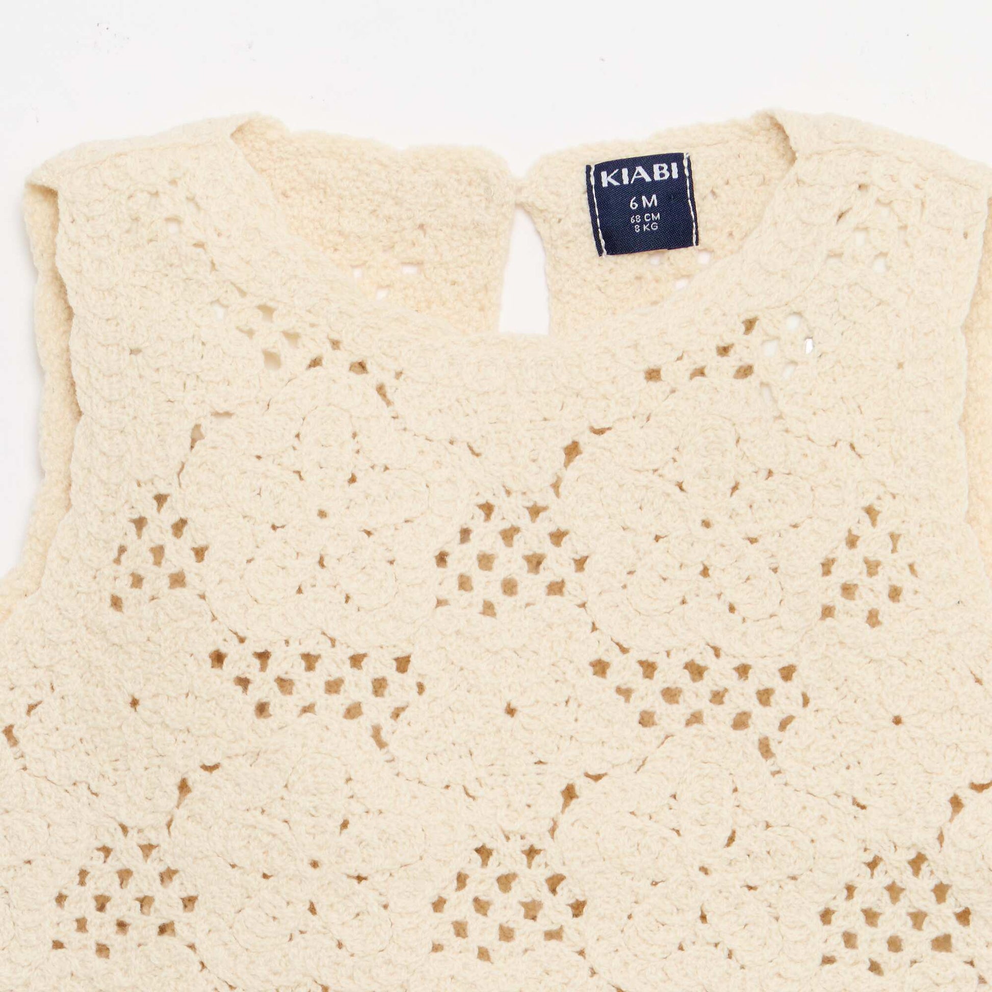 Ensemble 2 pièces en maille crochet - top + short BLANC