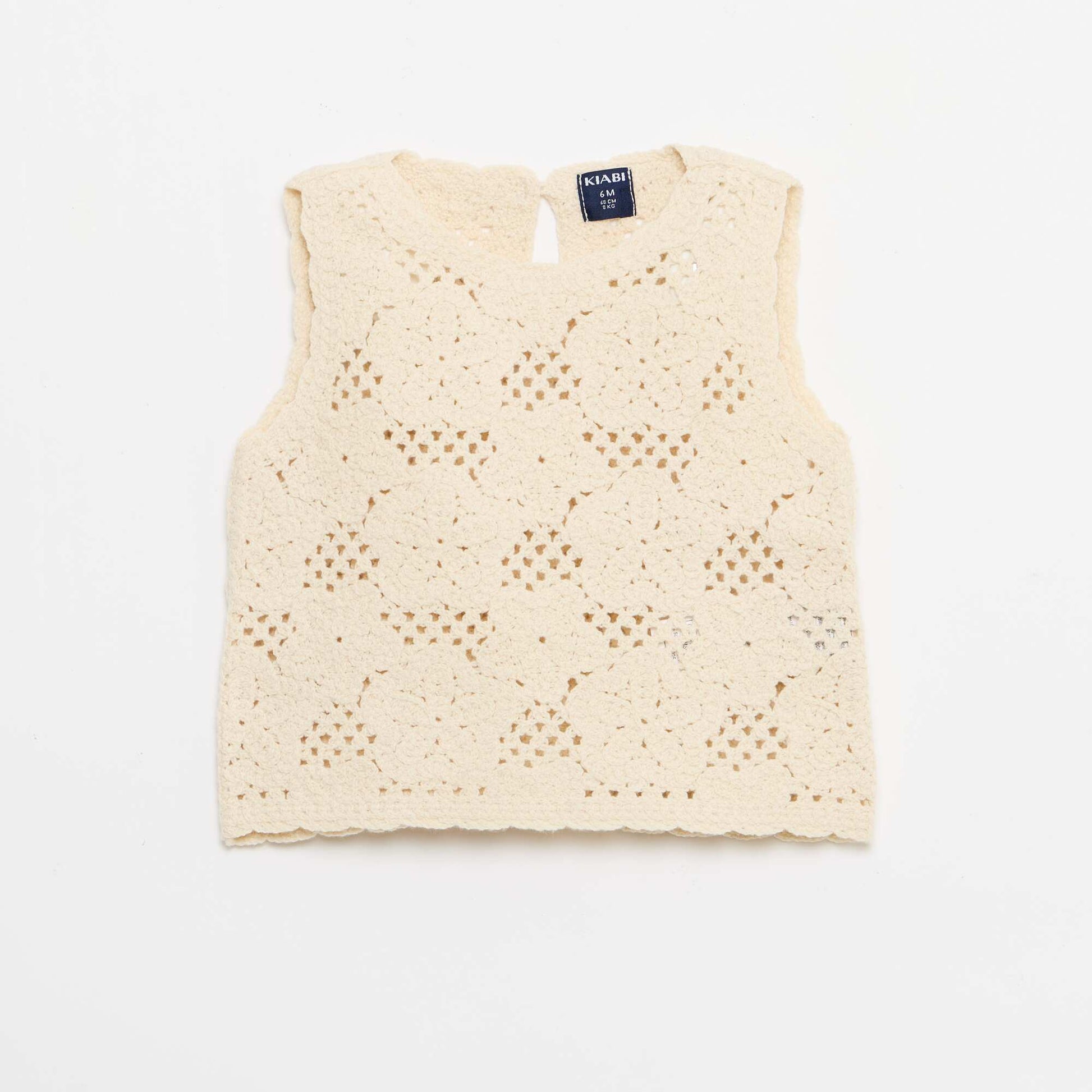 Ensemble 2 pièces en maille crochet - top + short BLANC