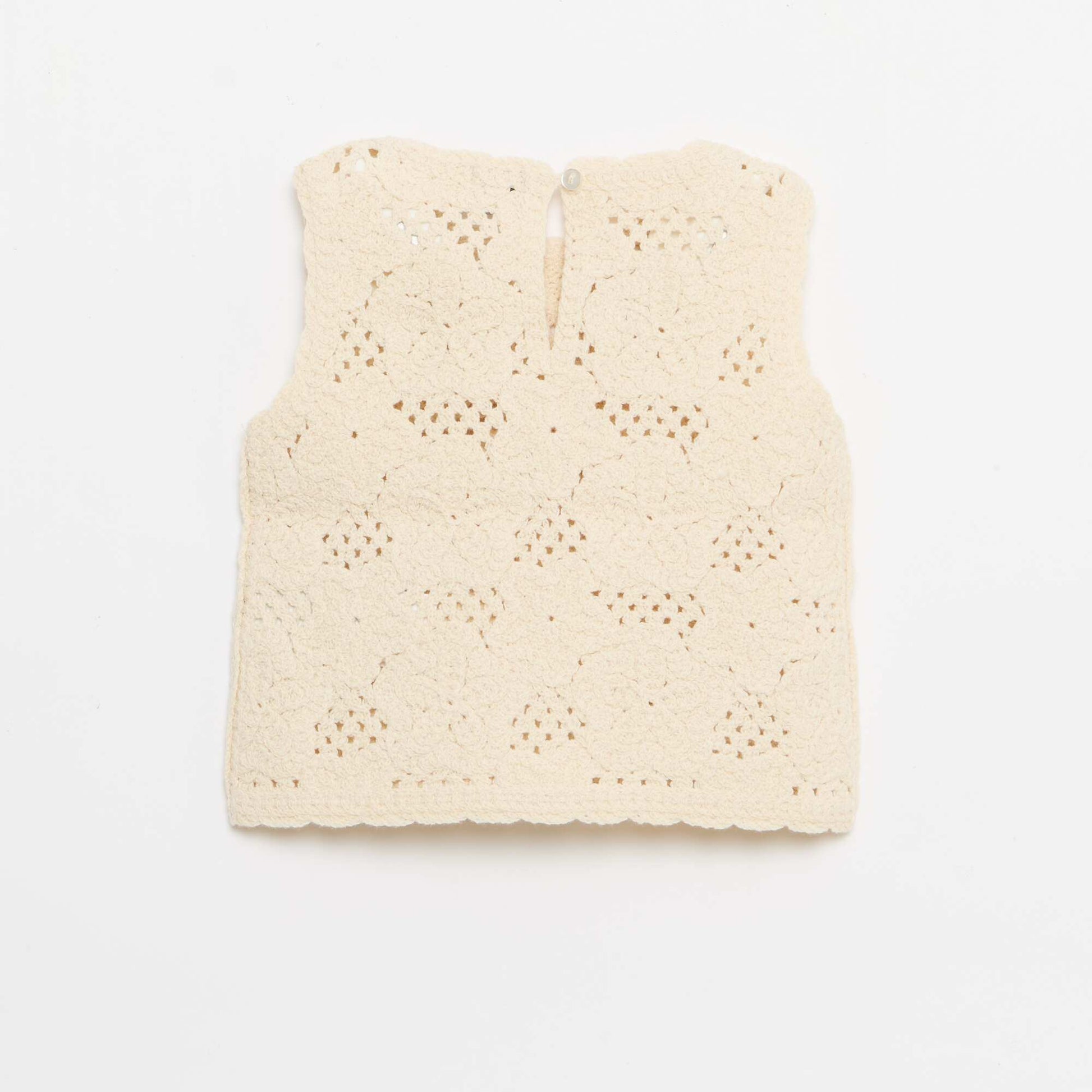 Ensemble 2 pièces en maille crochet - top + short BLANC