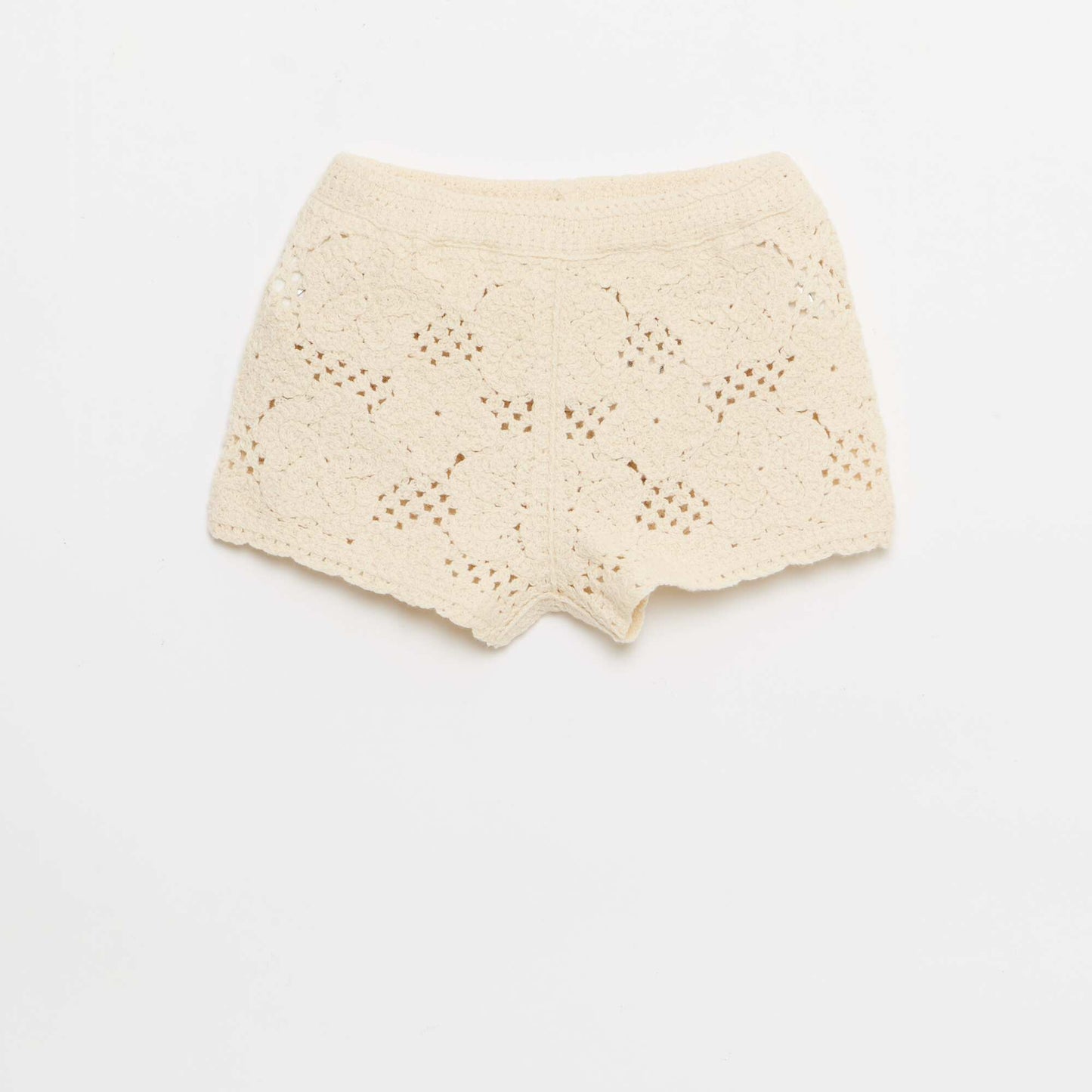Ensemble 2 pièces en maille crochet - top + short BLANC