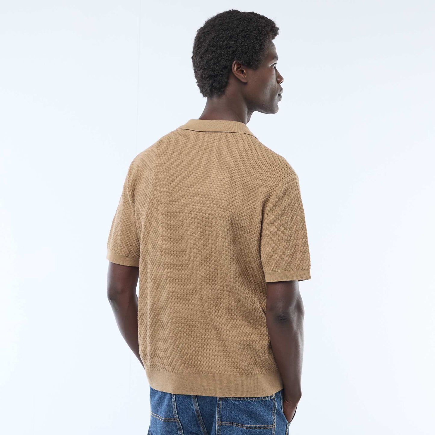 Polo en maille gaufrée KAKI
