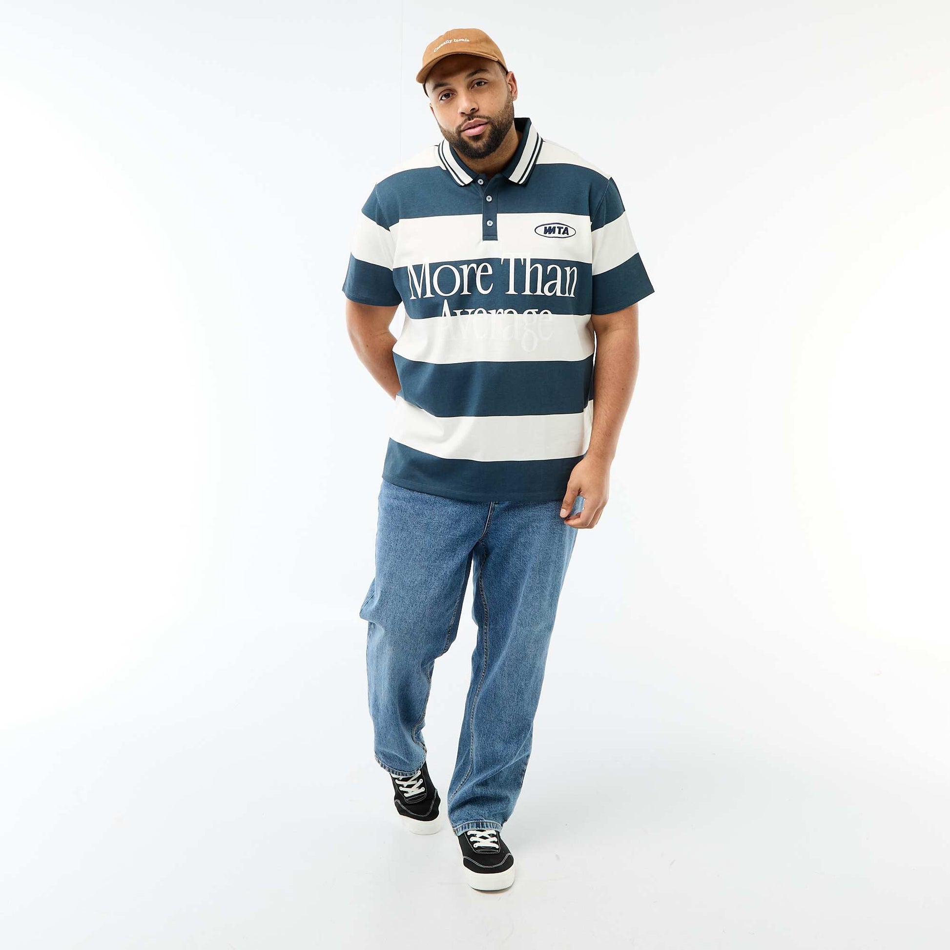 Polo style rugby à manches courtes BLEU