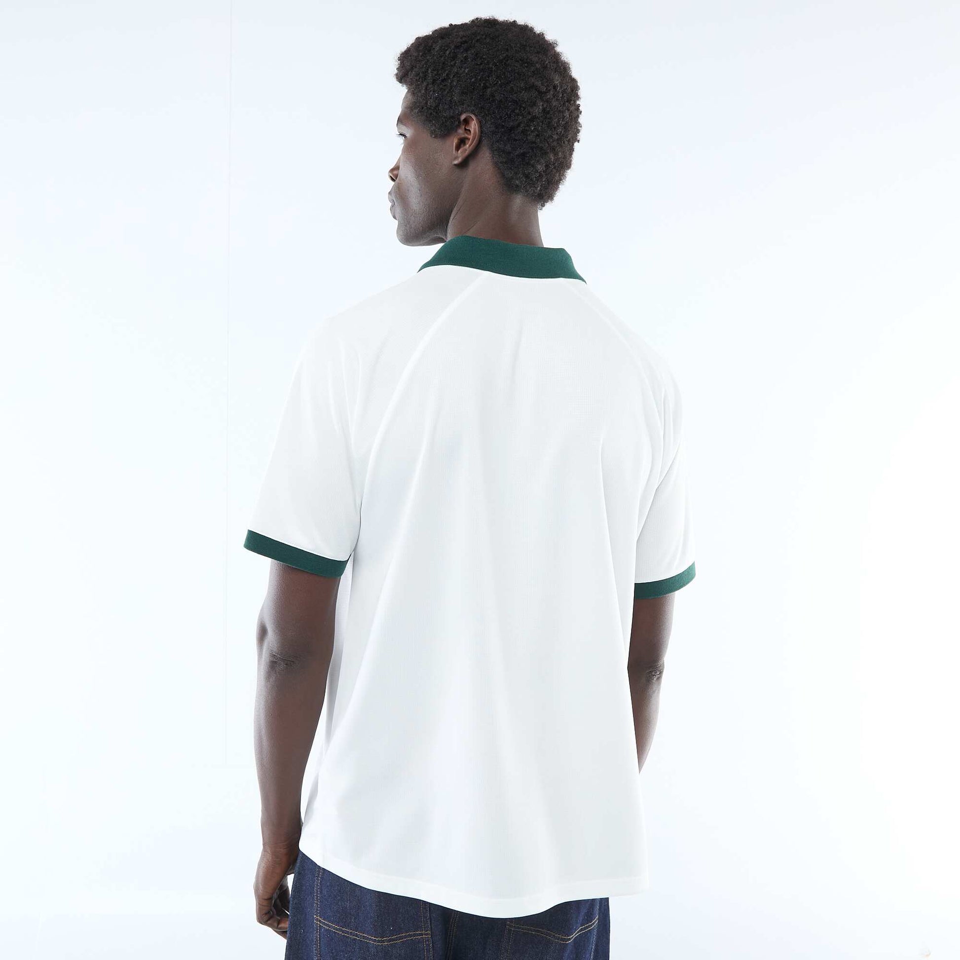 T-shirt polo imprimé à message BLANC