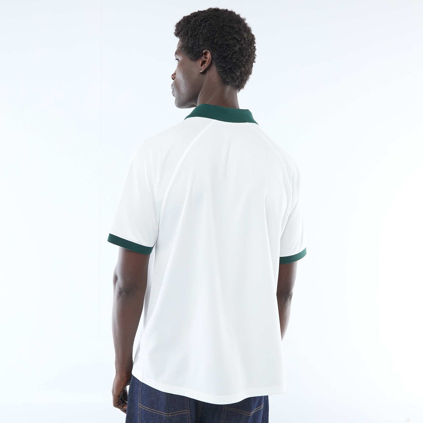 T-shirt polo imprimé à message BLANC