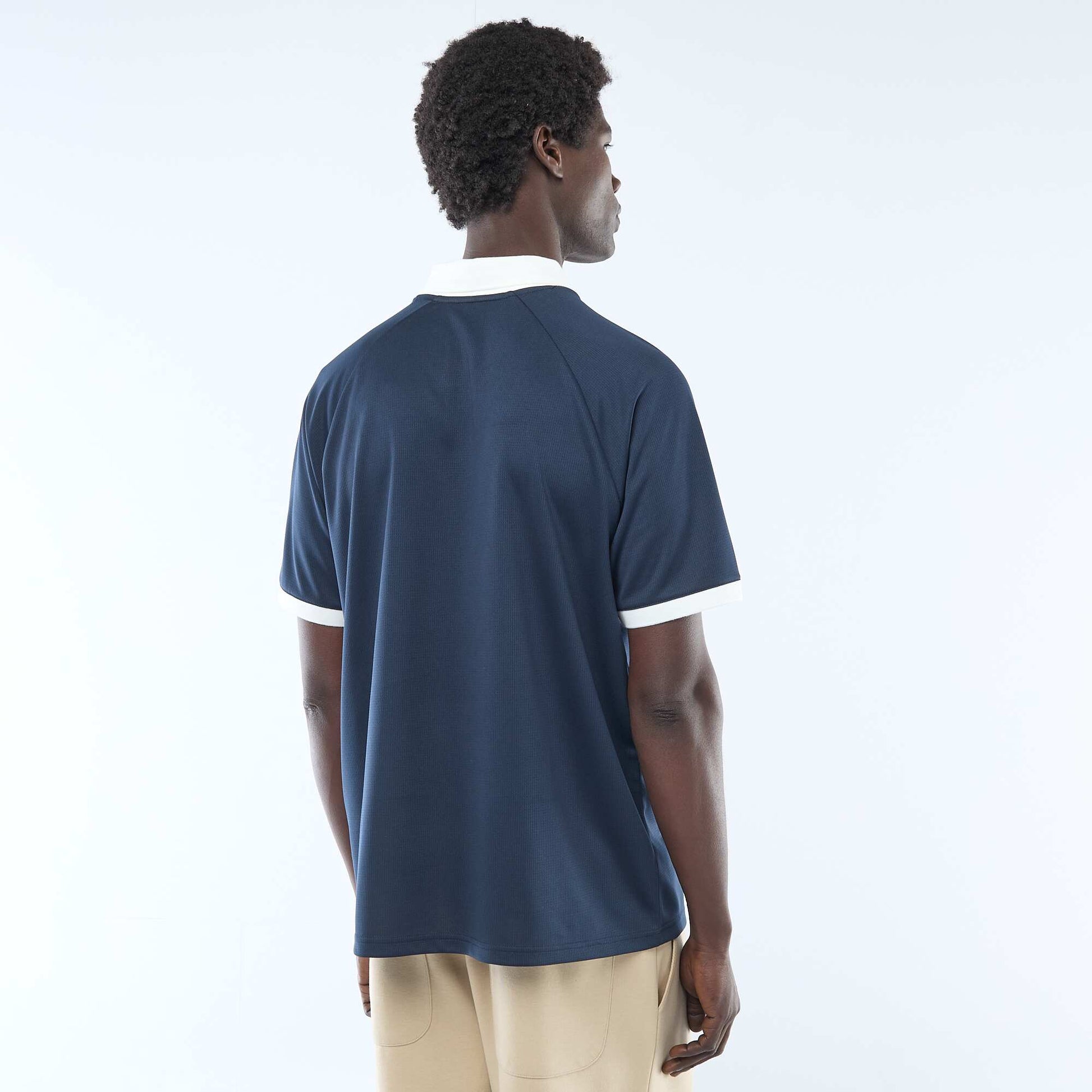 T-shirt polo imprimé à message BLEU