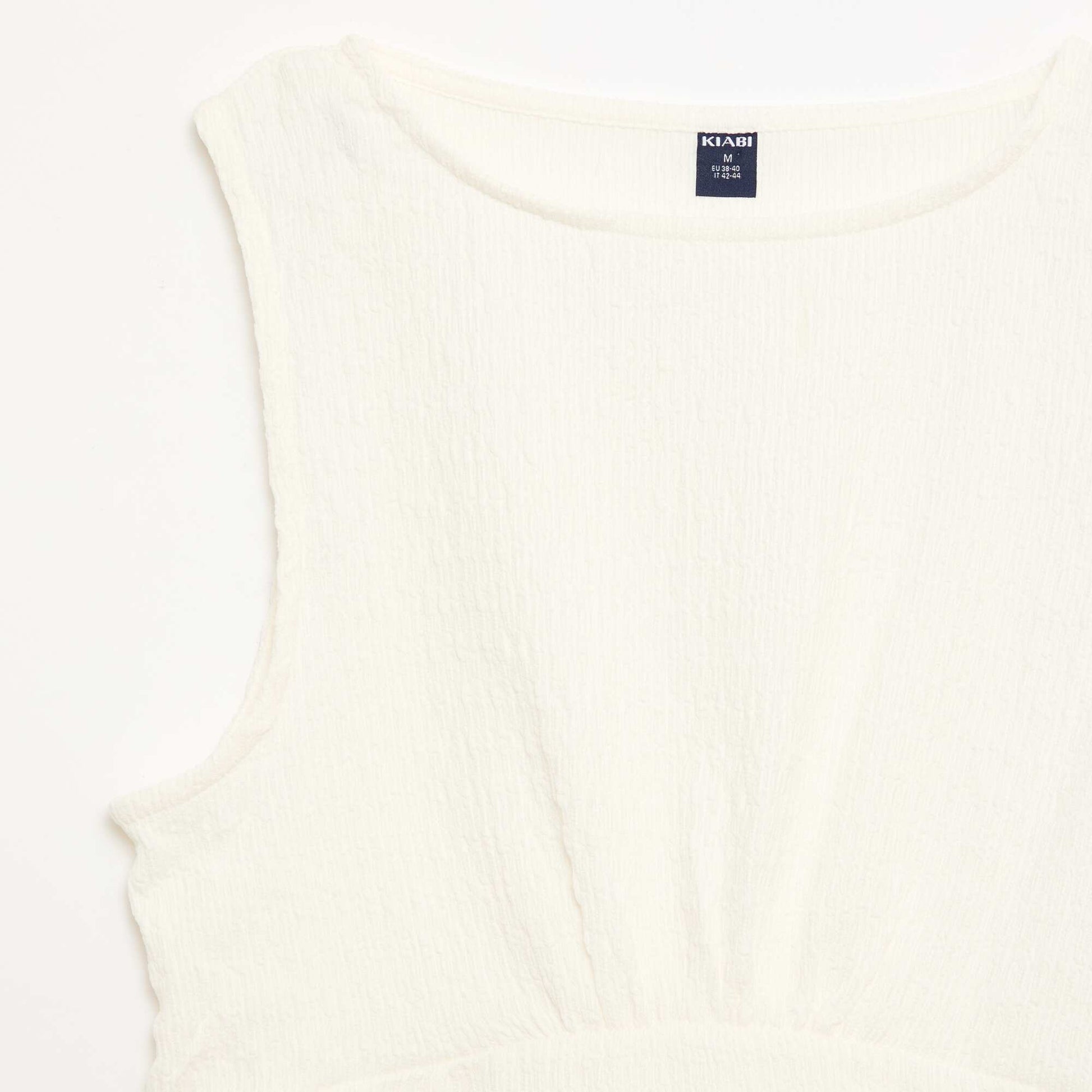 Débardeur moulant en matière crêpée BEIGE