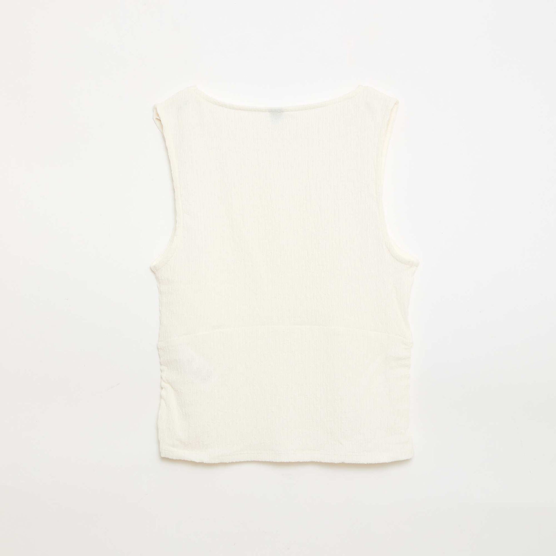 Débardeur moulant en matière crêpée BEIGE